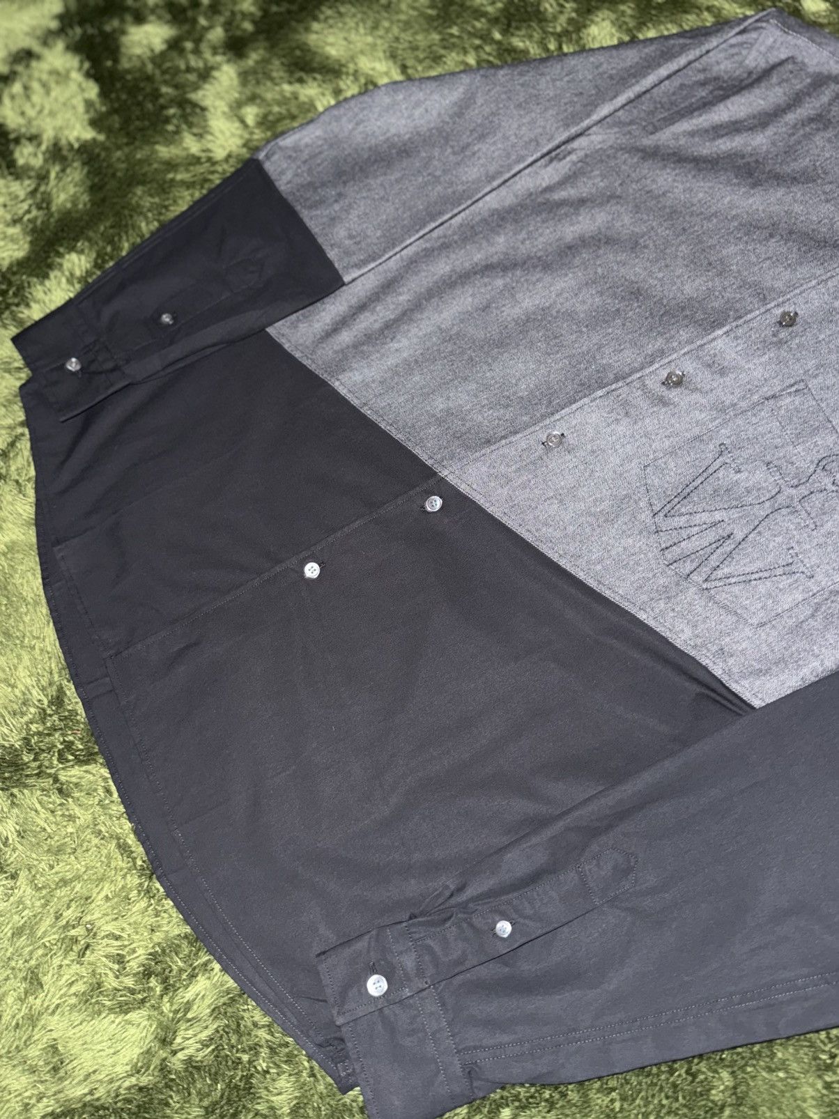 JW Anderson [EU46] JW Anderson Two-Tone Chambray Mix Shirt Black Size US L / EU 52-54 / 3 - 3 Thumbnail