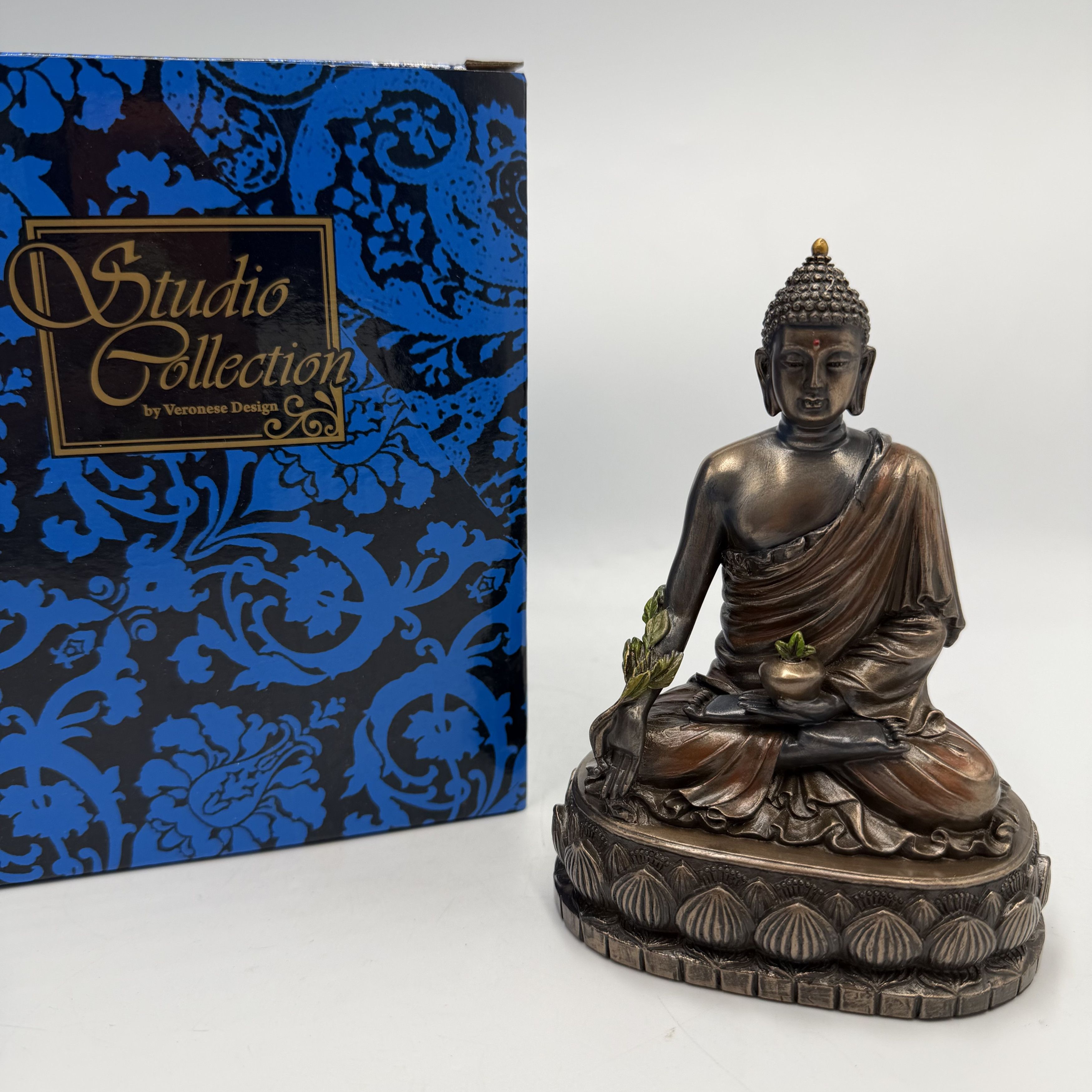 Vintage Buddha Statue Bronze Finish Polystone Meditation Figurine Size ONE SIZE - 10 Thumbnail