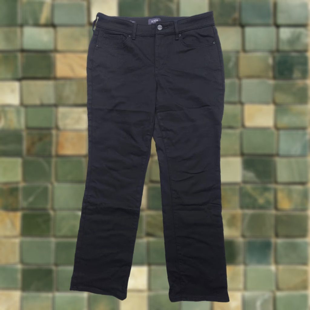 NYDJ NYDJ Marilyn Straight Pants Womens 10P Black Stretch Microfiber Career Casual Size 32" / US 10 / IT 46 - 1 Thumbnail