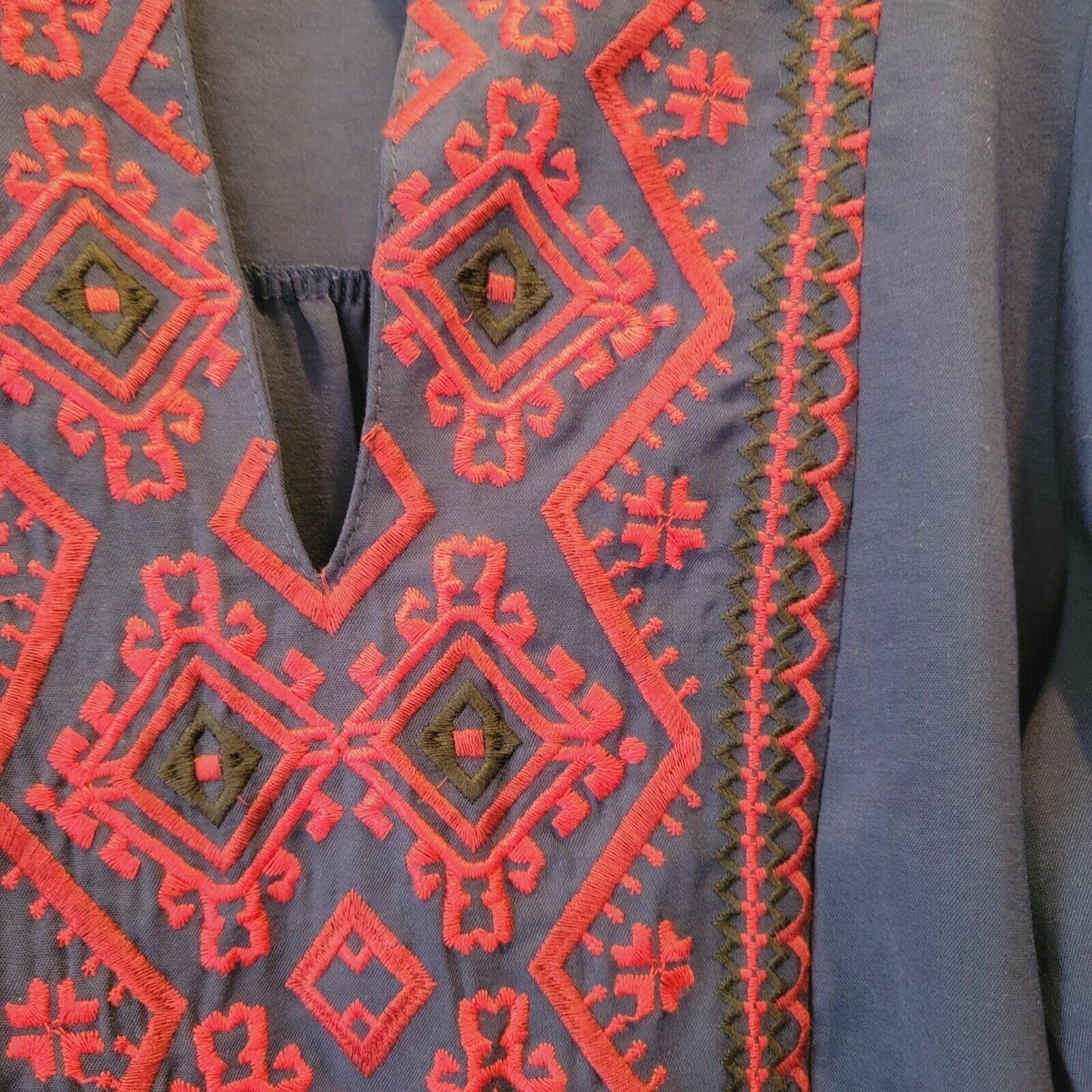 Other ⭐Womens Navy Blue Embroidered Tunic Top Sz S Beach Boho Red Size S / US 4 / IT 40 - 7 Thumbnail