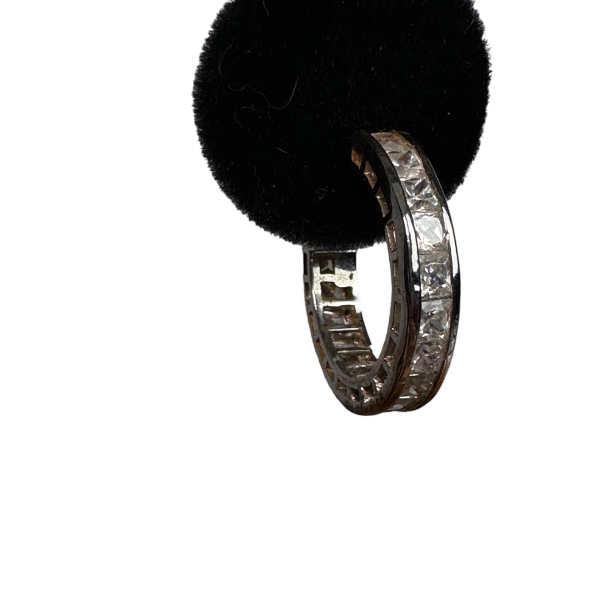 Designer Landau Silvadium CZ Tennis Hoop Earrings Like New 925 Pallad Size ONE SIZE - 1 Thumbnail