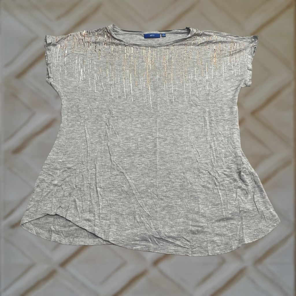 Apt. 9 Apt. 9 T-Shirt Womens Large Gray Round Neck Short Sleeve Casual Tee Top Size L / US 10 / IT 46 - 1 Thumbnail