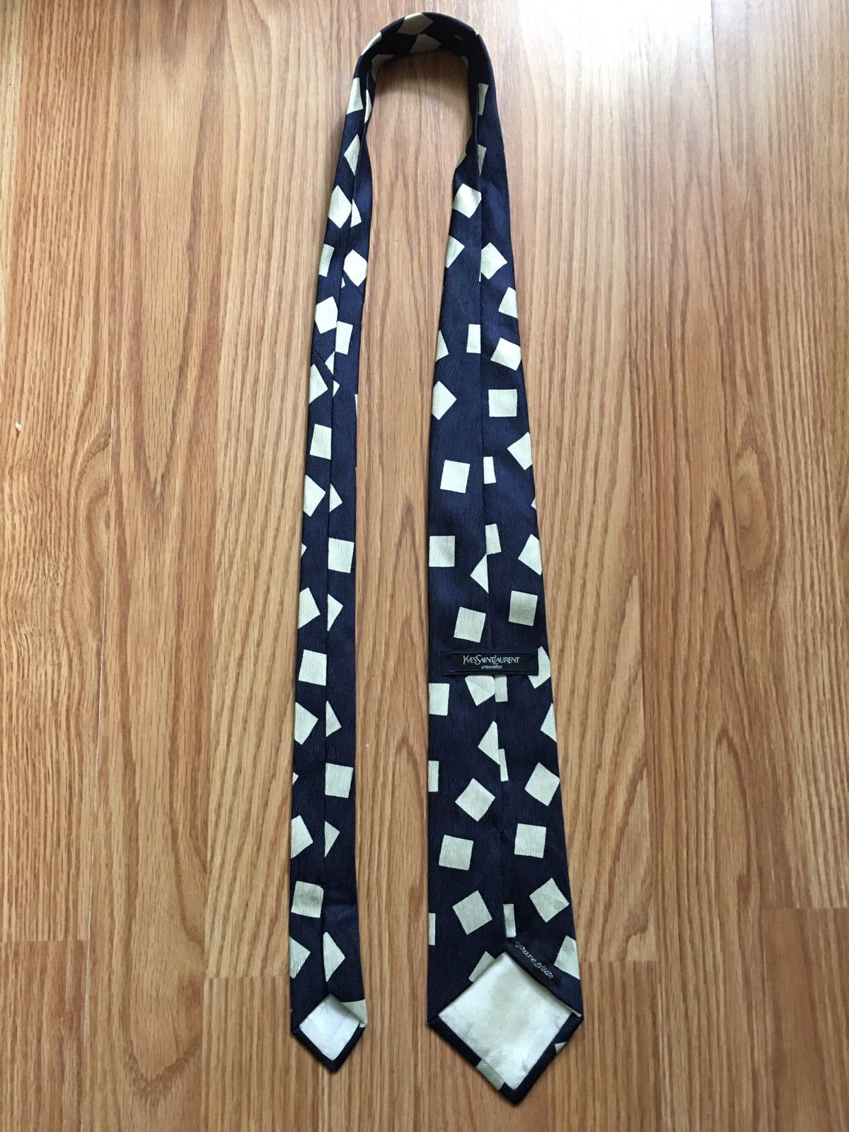Vintage × Yves Saint Laurent Yves Saint Laurent Blue Vintage Designer Silk Mens Neck Tie Size ONE SIZE - 7 Thumbnail