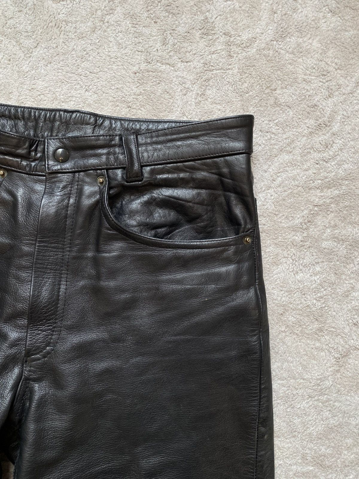 If Six Was Nine Black Leather Opium Vintage Pants 100% real leather Size US 35 - 4 Thumbnail