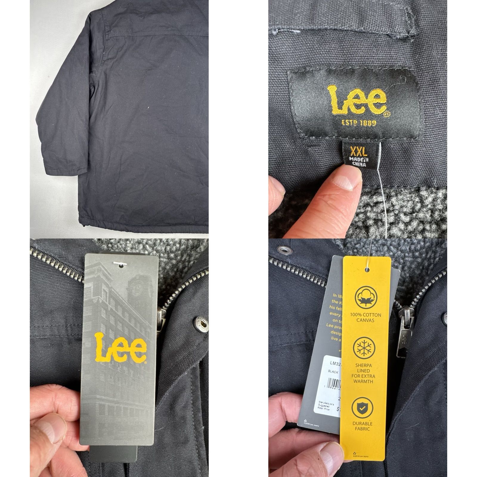 Lee Lee XXL Black Canvas Sherpa Lined Work Jacket Chore Coat NWT Mens Size US XXL / EU 58 / 5 - 9 Thumbnail