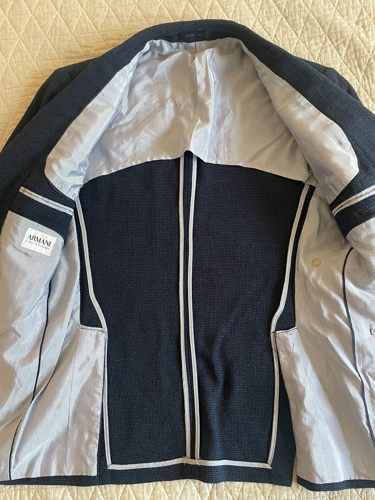Armani Collezioni Textured Silk and Wool Patch Pocket Hopsack Jacket Size 40R - 7 Thumbnail