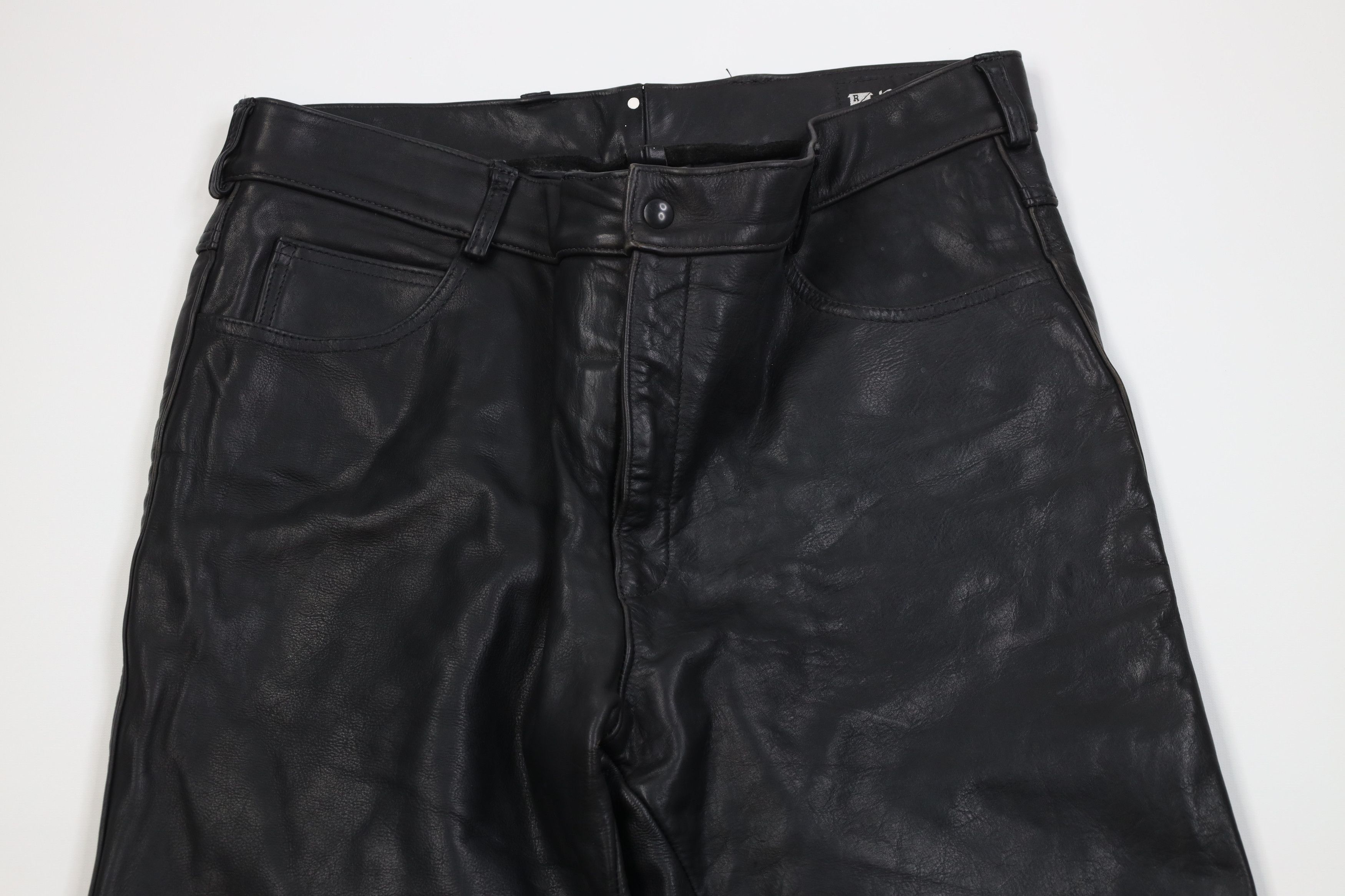 Vintage Vintage 70s Wide Leg Leather Pants Dom Goth Biker USA Size US 38 / EU 54 - 2 Thumbnail