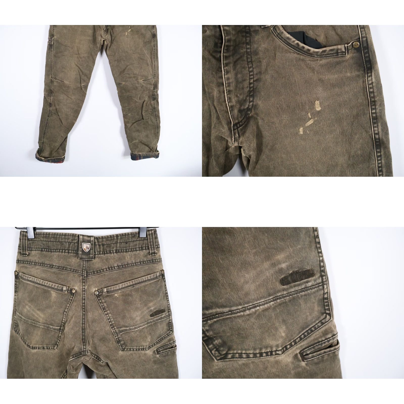 Vintage Kuhl Hot Rydr Flannel Lined Pants Men 28 x 31 Olive Green Vintage Patina Dye Chino Straight Zip Fly Stretch Casual Outdoors Size US 29 - 10 Thumbnail