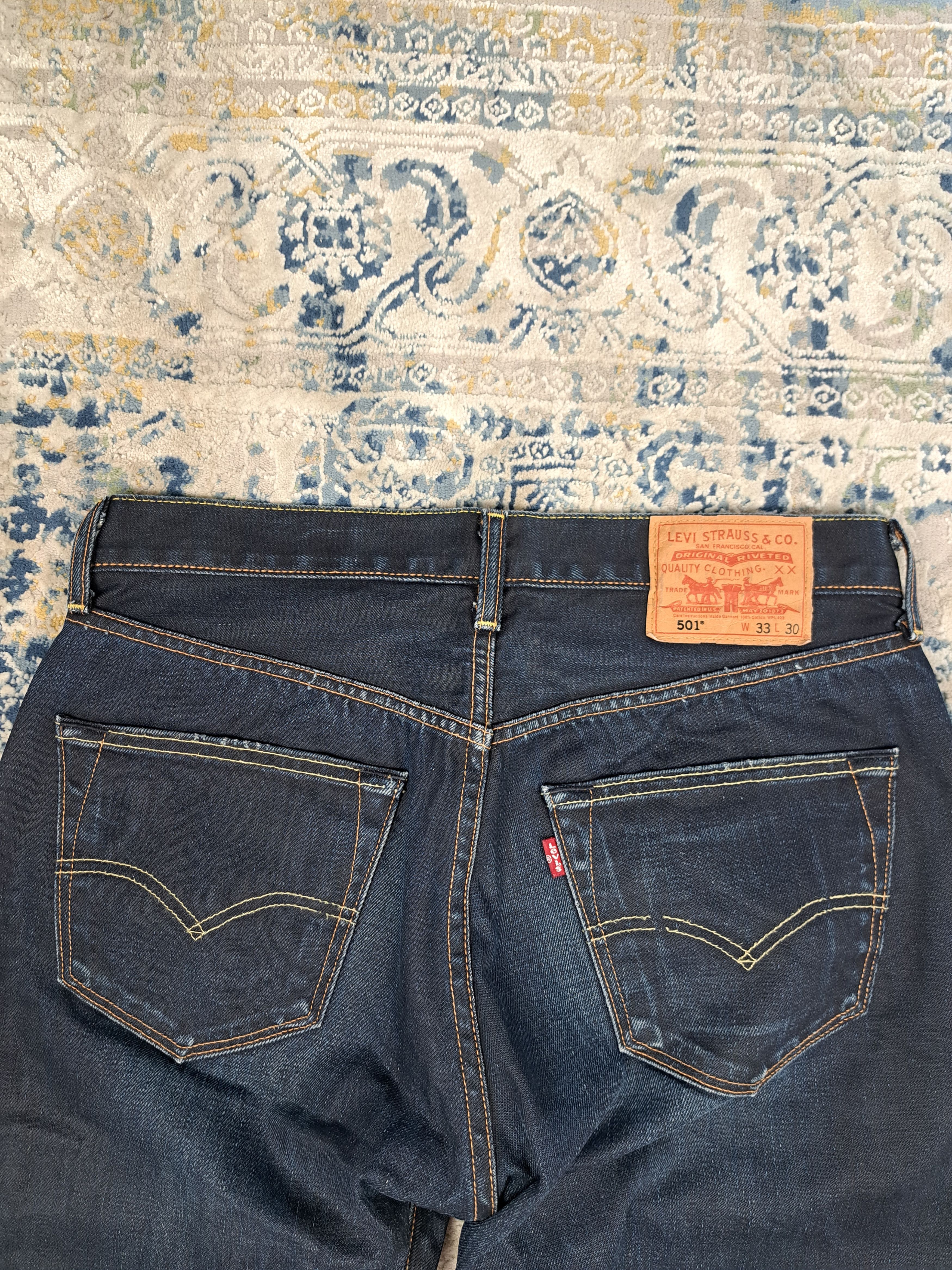 Levi's Levi's 501 Waxed Denim Straight Fit Jeans Avant Garde Size US 33 - 2 Thumbnail