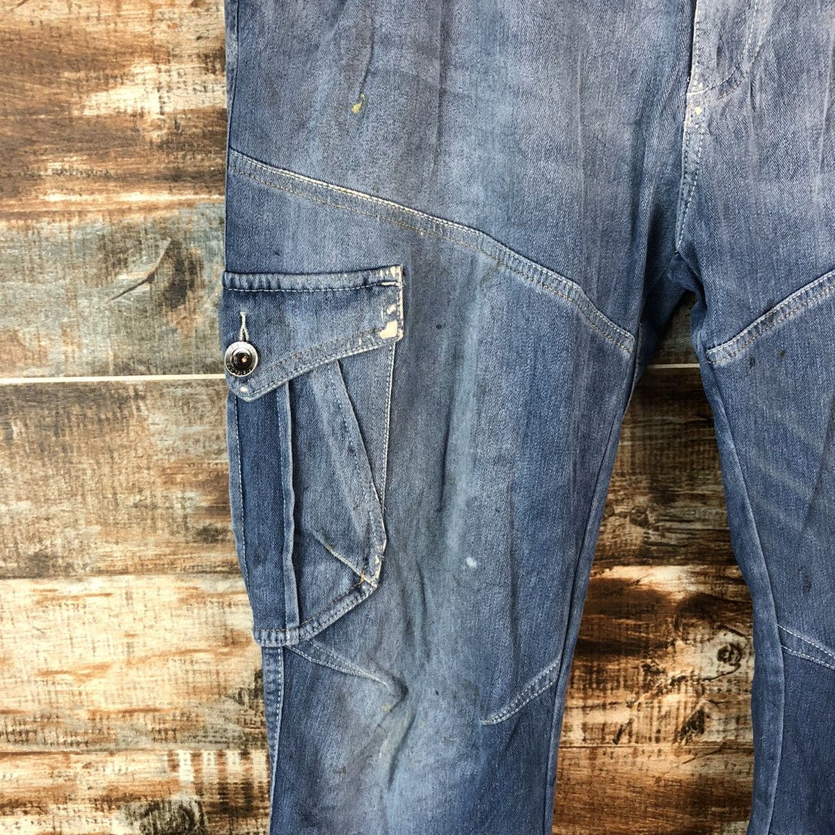 Japanese Brand Field Core Blue Distressed ripped Denim Pants #A2166 Size US 33 - 9 Thumbnail