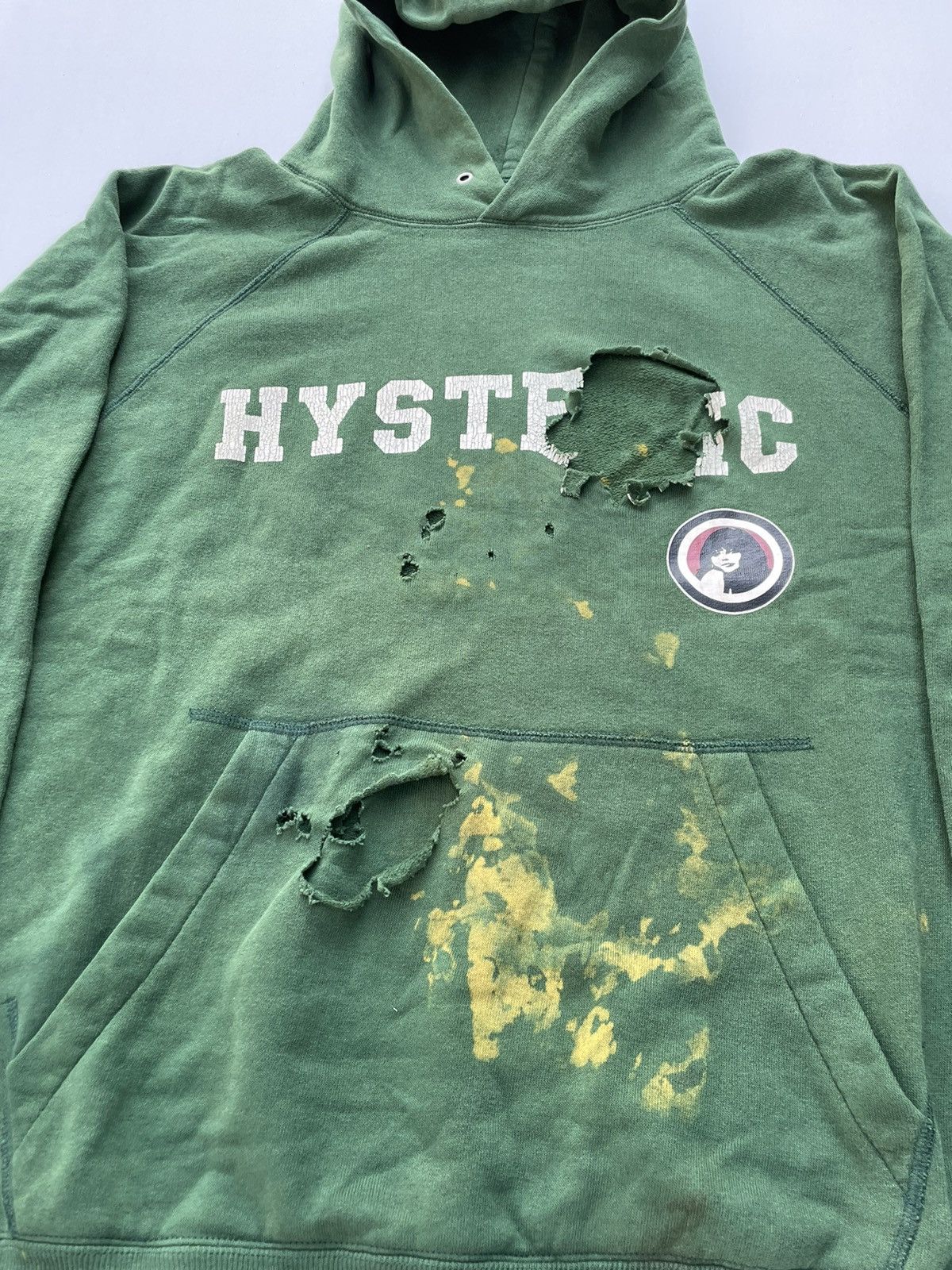 image of Trashed Vintage Hysteric Glamour Hoodie in Green, Men's (Size Medium)