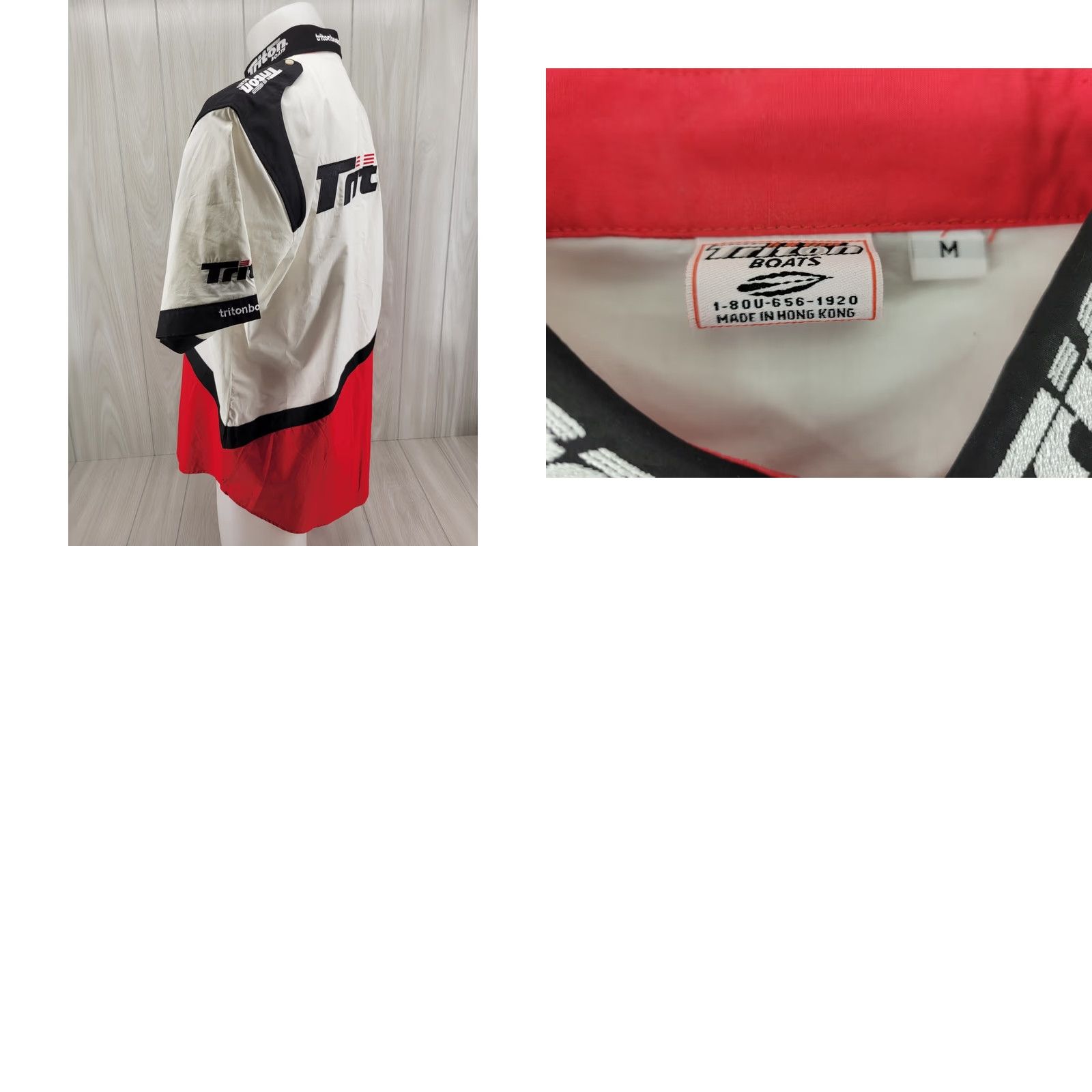 Vintage Team Triton Button Down Tournament Shirt Mens Med Red White Black Embroidered Size US M / EU 48-50 / 2 - 8 Thumbnail