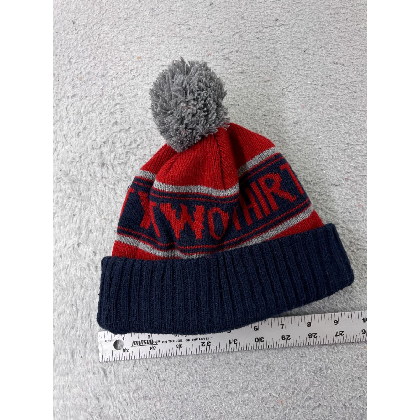 Vintage Two Thirty Beanie Knit Adult One Size Blue Red Stripe 100% Acrylic Ski Logo Hat Mens Size ONE SIZE - 5 Thumbnail