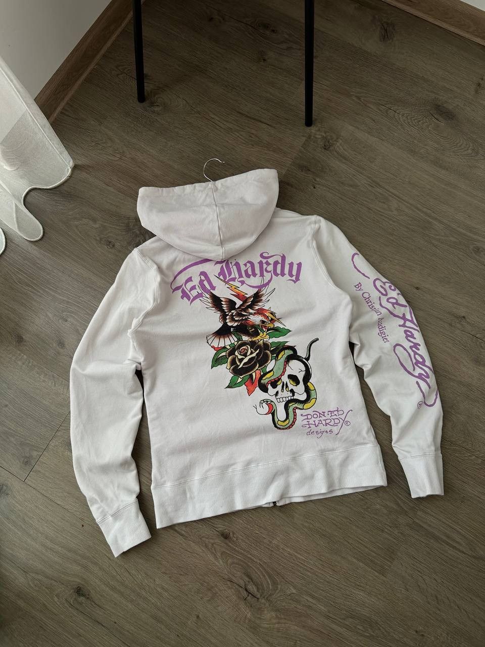Ed Hardy Vintage Ed Hardy Christian Audigier White Hoodie Size US S / EU 44-46 / 1 - 4 Thumbnail