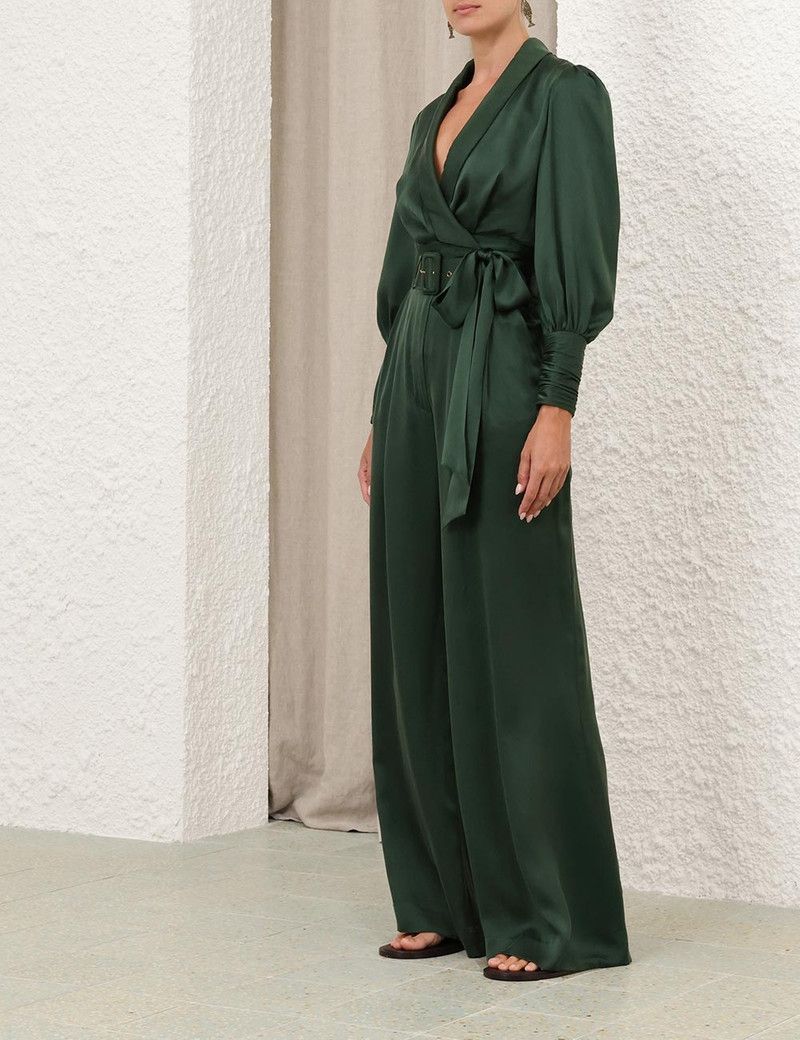 Zimmermann oc11z0226 Silk Tuck Pants In Forest Green Size 27" / US 4 / IT 40 - 3 Thumbnail