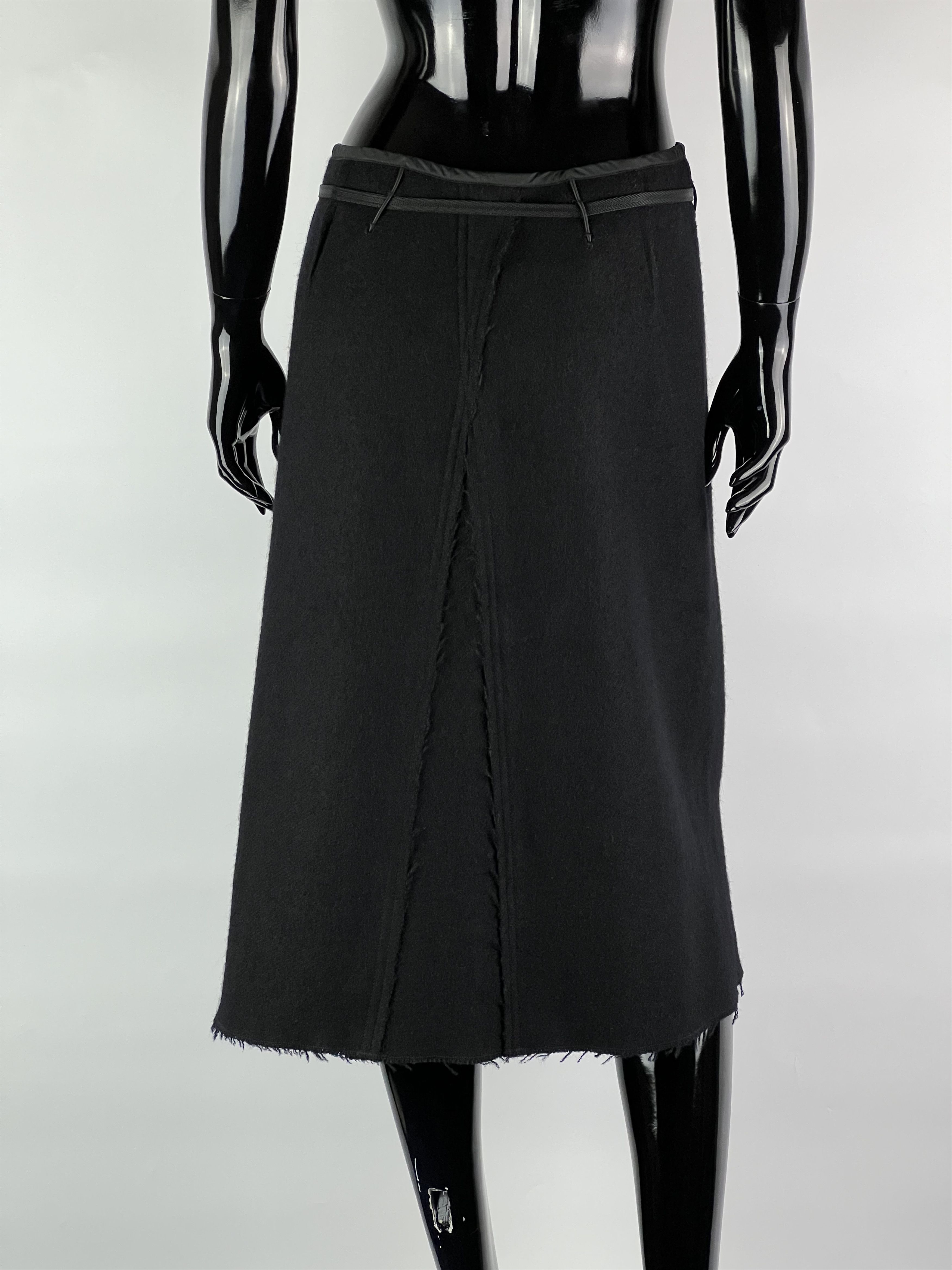 Prada Rare Vtg Prada Full Zip Belted Skirt Wool/Mohair Size IT42 Size 28" / US 6 / IT 42 - 2 Thumbnail