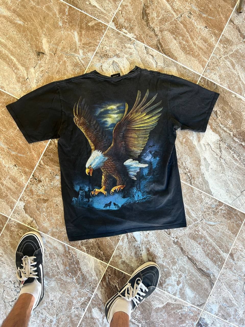 Vintage Vintage 90s Eagle 3D print T-shirt Harley Davidson style aop Size US L / EU 52-54 / 3 - 4 Thumbnail