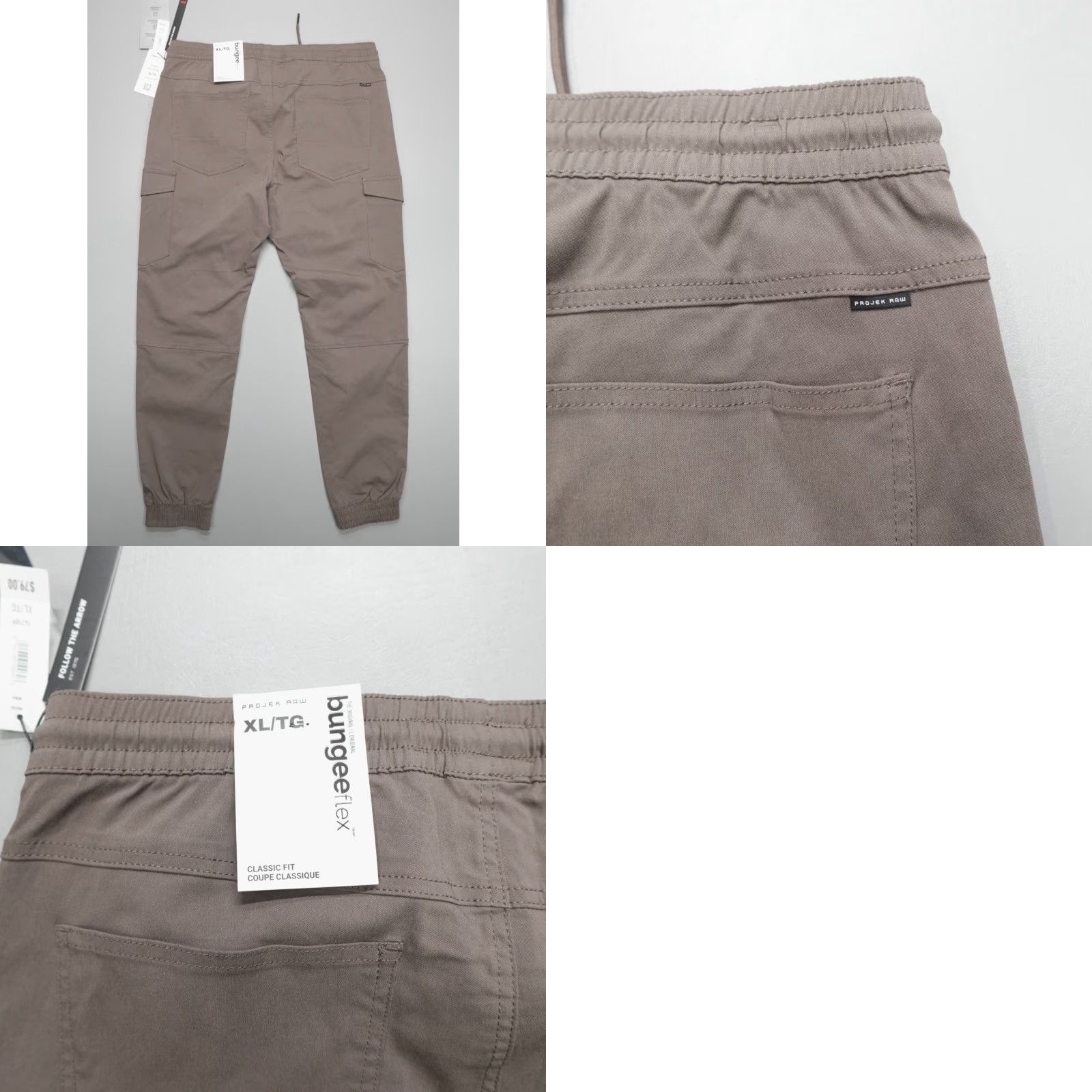 Vintage Projek Raw Bungee flex Cargo Pants Men's XL Mocha Nylon Spandex Rayon Athletic Slim Tapered 5-Pocket Cargo Pants Mens XL Mocha Size US 36 / EU 52 - 8 Thumbnail