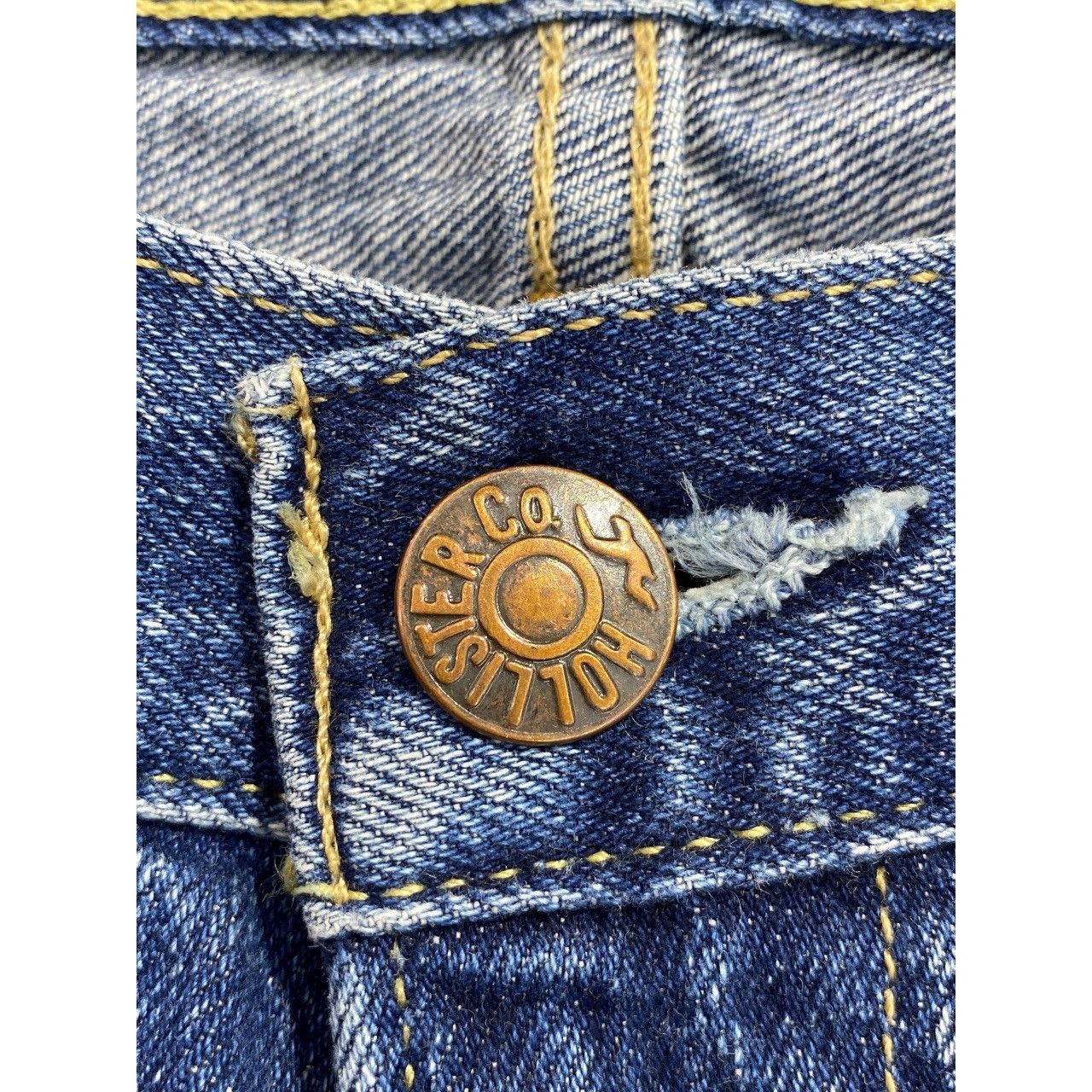 Hollister Hollister Slim Straight Blue Wash Distress Patch Style Jeans Size US 32 / EU 48 - 11 Thumbnail