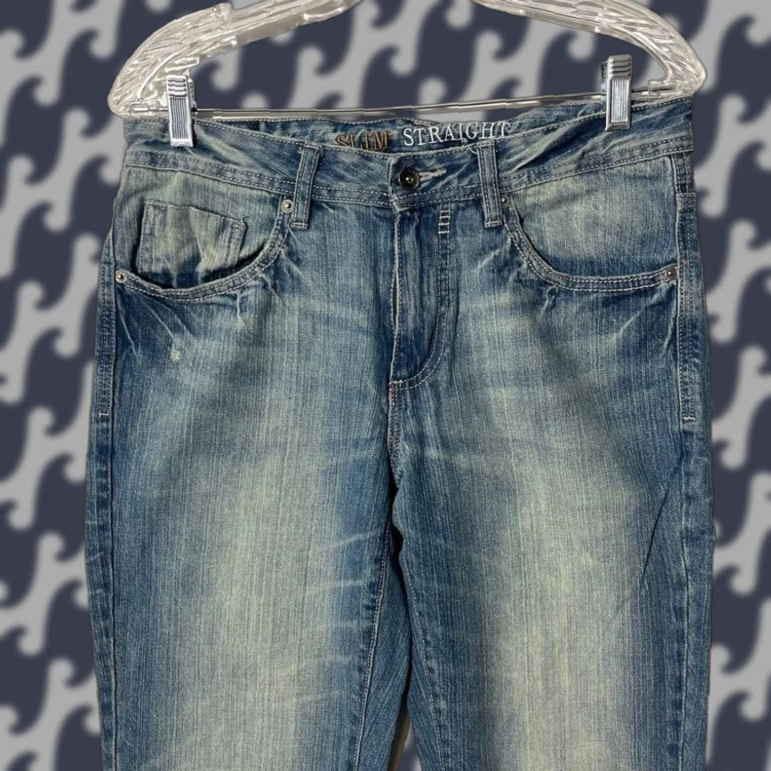 Vintage Urban Up Jeans Slim Straight Denim Blue 32x30 Mens Regular 5-Pocket Cotton Zip Button Size US 32 / EU 48 - 1 Thumbnail