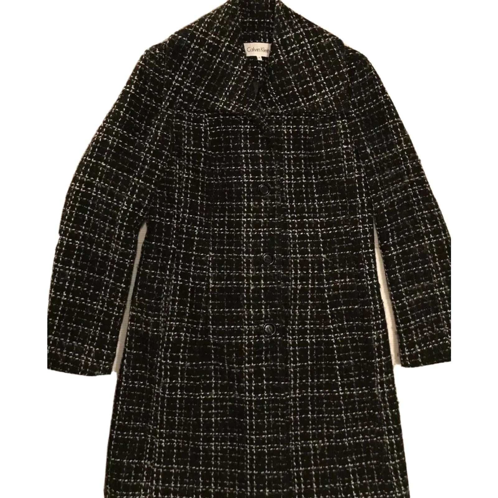 Calvin Klein Calvin Klein Women’s Wool Black White Pea Coat Sz 4 Winter Jacket Great Cond. Size S / US 4 / IT 40 - 2 Thumbnail