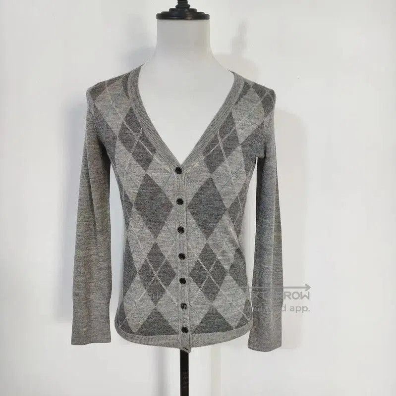 Burberry Burberry Gray Silk Argyle Cardigan for Men. Size US XS / EU 42 / 0 - 1 Thumbnail