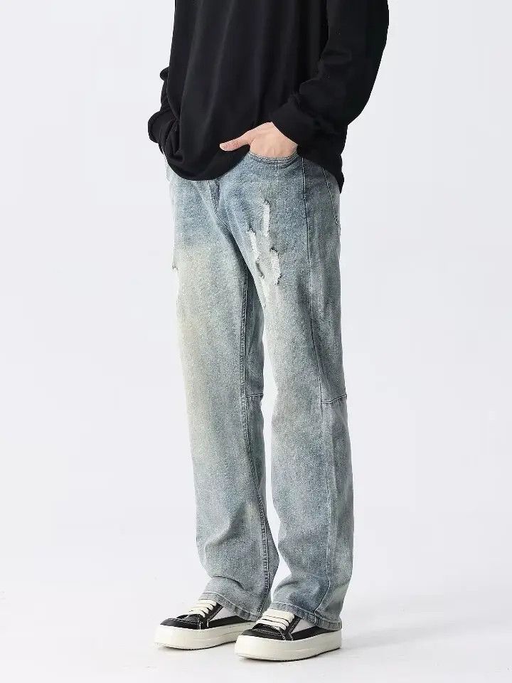 Japanese Brand × Jean Retro loose straight leg ripped jeans Size US 32 / EU 48 - 3 Thumbnail