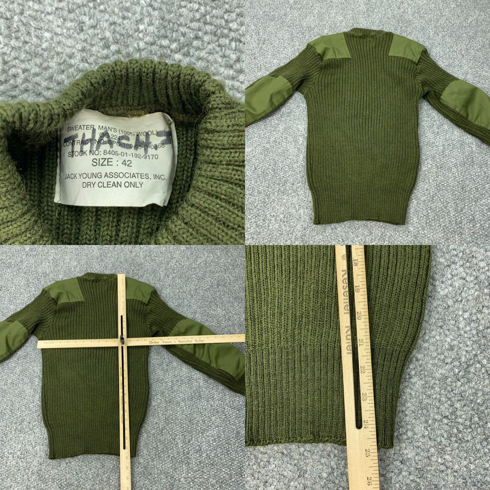 Commando VINTAGE Jack Young Wool Sweater Mens Size 42 Green Military Mock Neck Pullover Size US XL / EU 56 / 4 - 8 Thumbnail