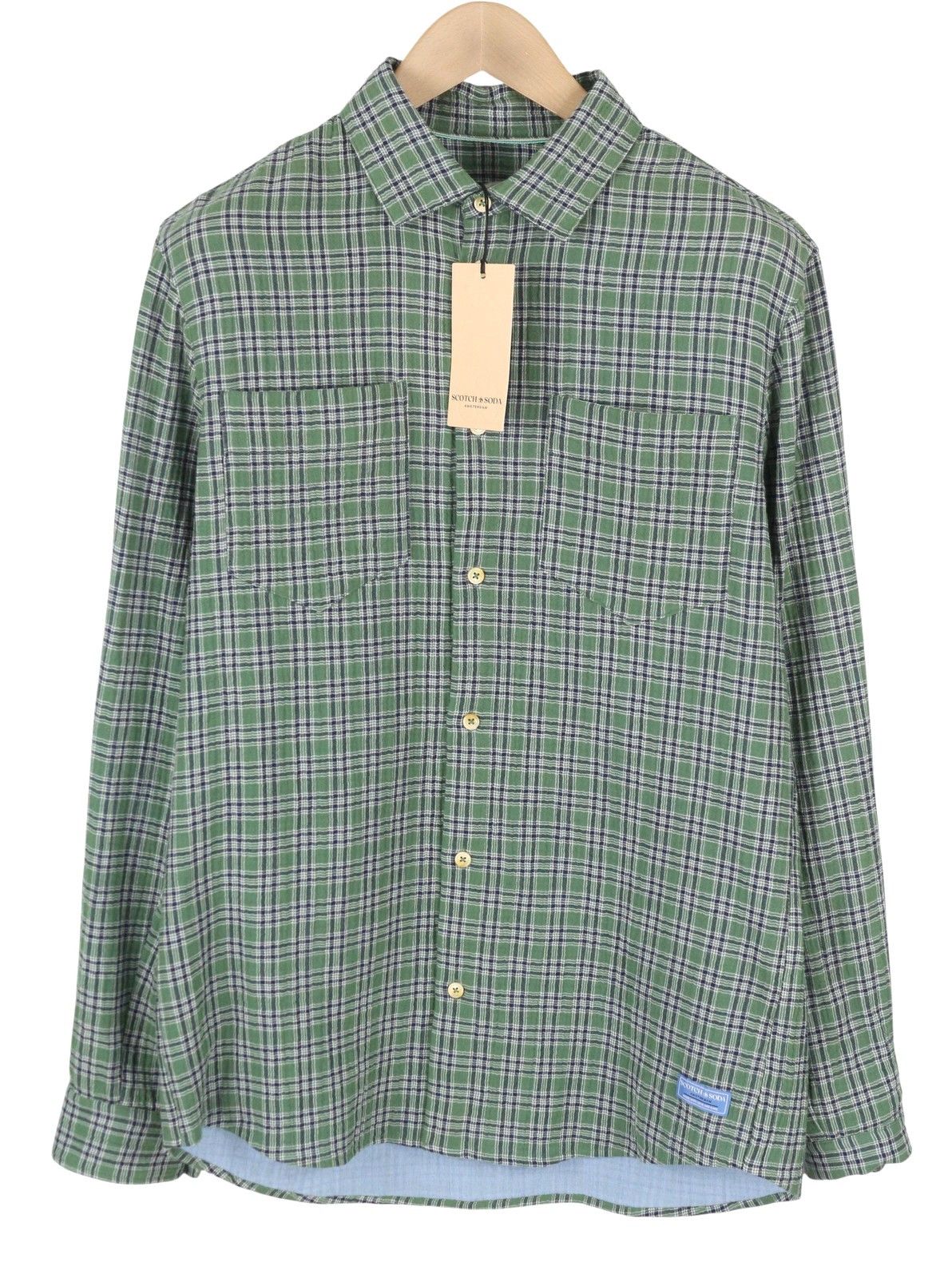 Scotch & Soda M Green Double Face Check Button-Up Shirt 88522 Size US M / EU 48-50 / 2 - 1 Thumbnail
