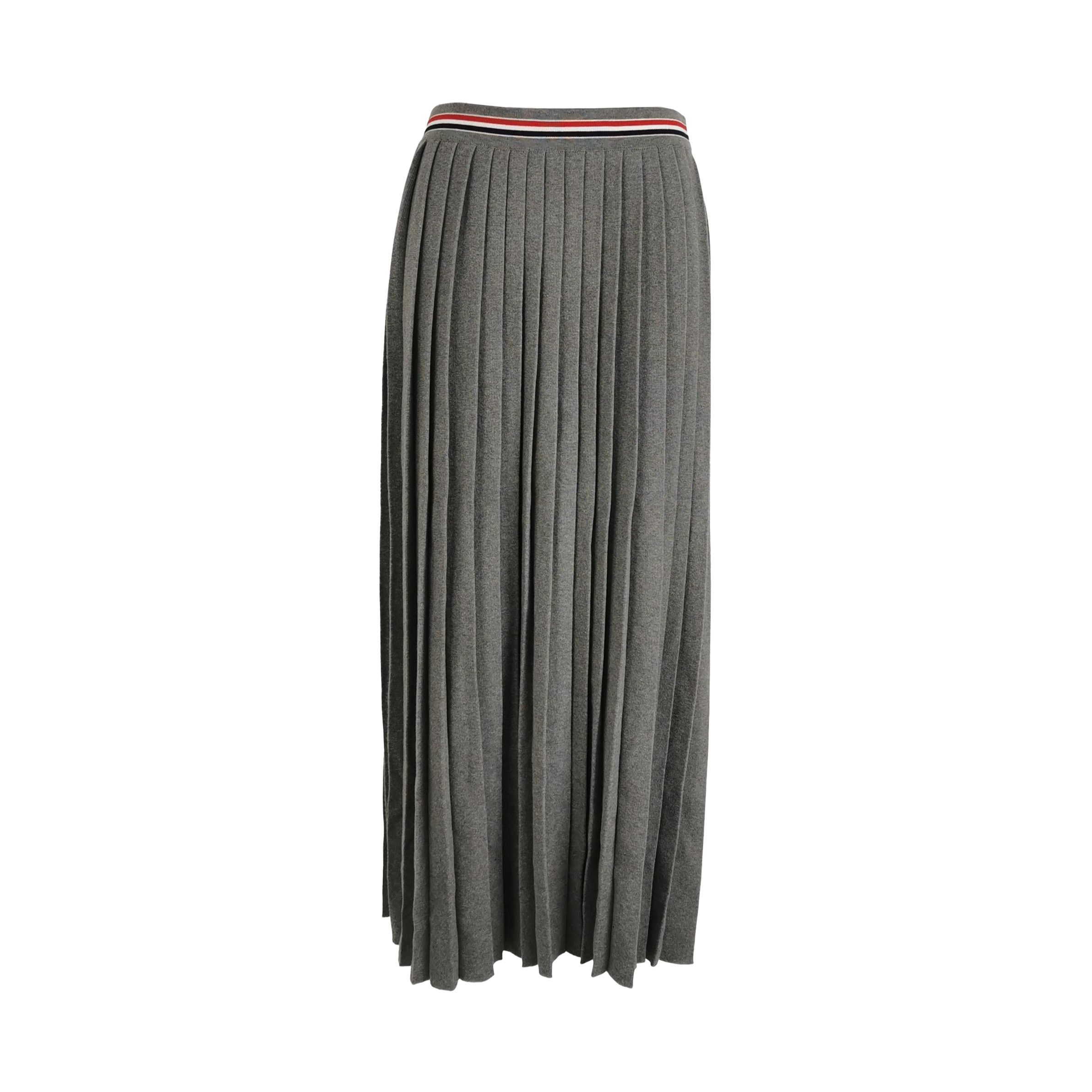 Thom Browne Thom Browne Gray Pleated Striped Cotton Skirt Size 38" / US 16 / IT 52 - 1 Thumbnail