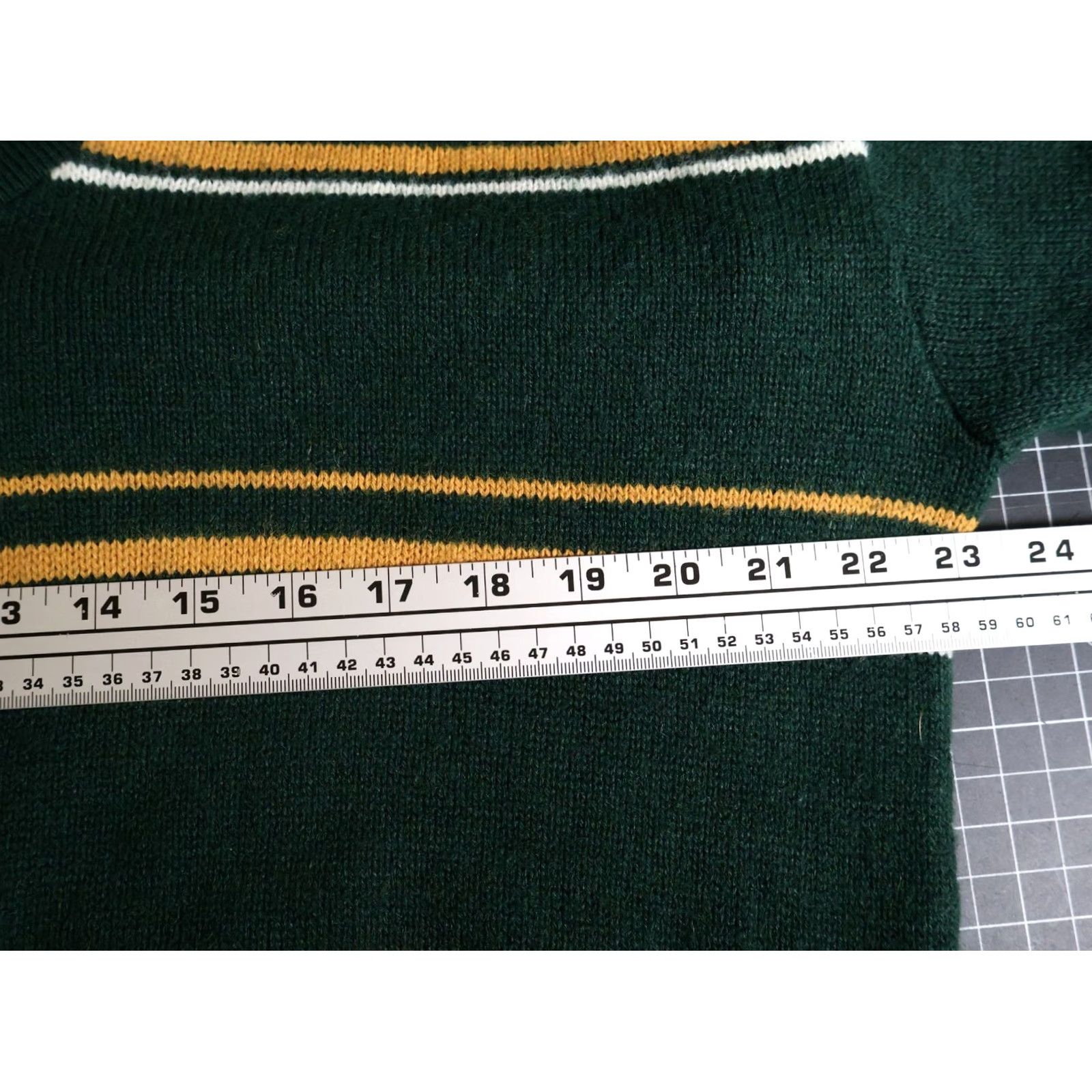 Vintage VINTAGE Mens Large Green Yellow Striped V-Neck Sweater Shirt Pullover 80s 90s Preppy Casual Lightweight Knit Boxy Fit Size US L / EU 52-54 / 3 - 5 Thumbnail