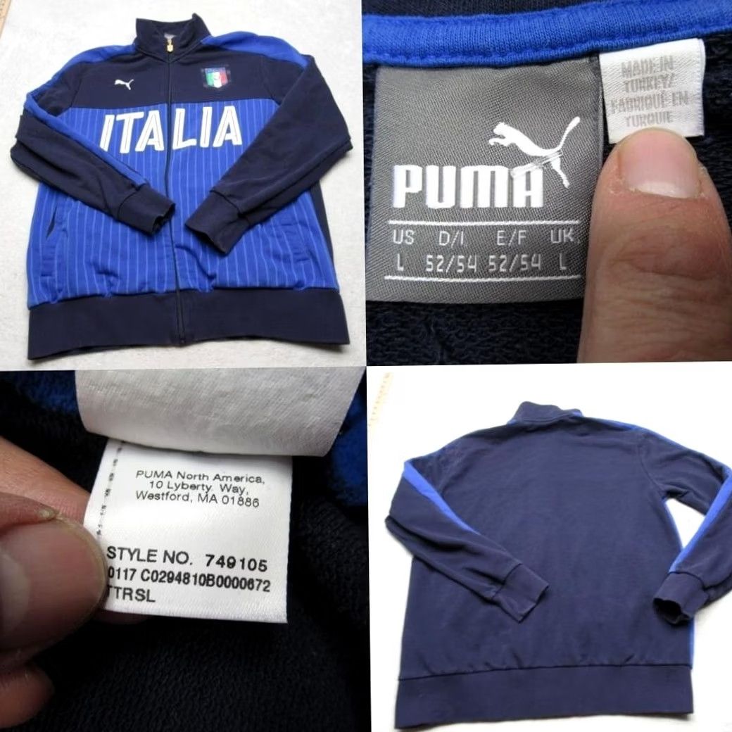Puma Puma Italia Jacket Mens Large Blue Striped Pockets Full Zip Soccer Warm Up Track Jacket Size US L / EU 52-54 / 3 - 2 Thumbnail