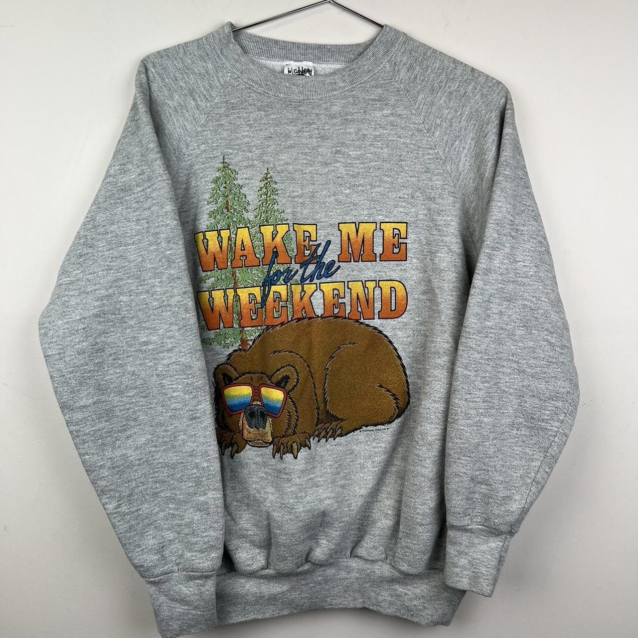 Fruit Of The Loom Vintage 80s Fruit of the Loom Retro Weekend Bear Sweatshirt Size US M / EU 48-50 / 2 - 2 Thumbnail
