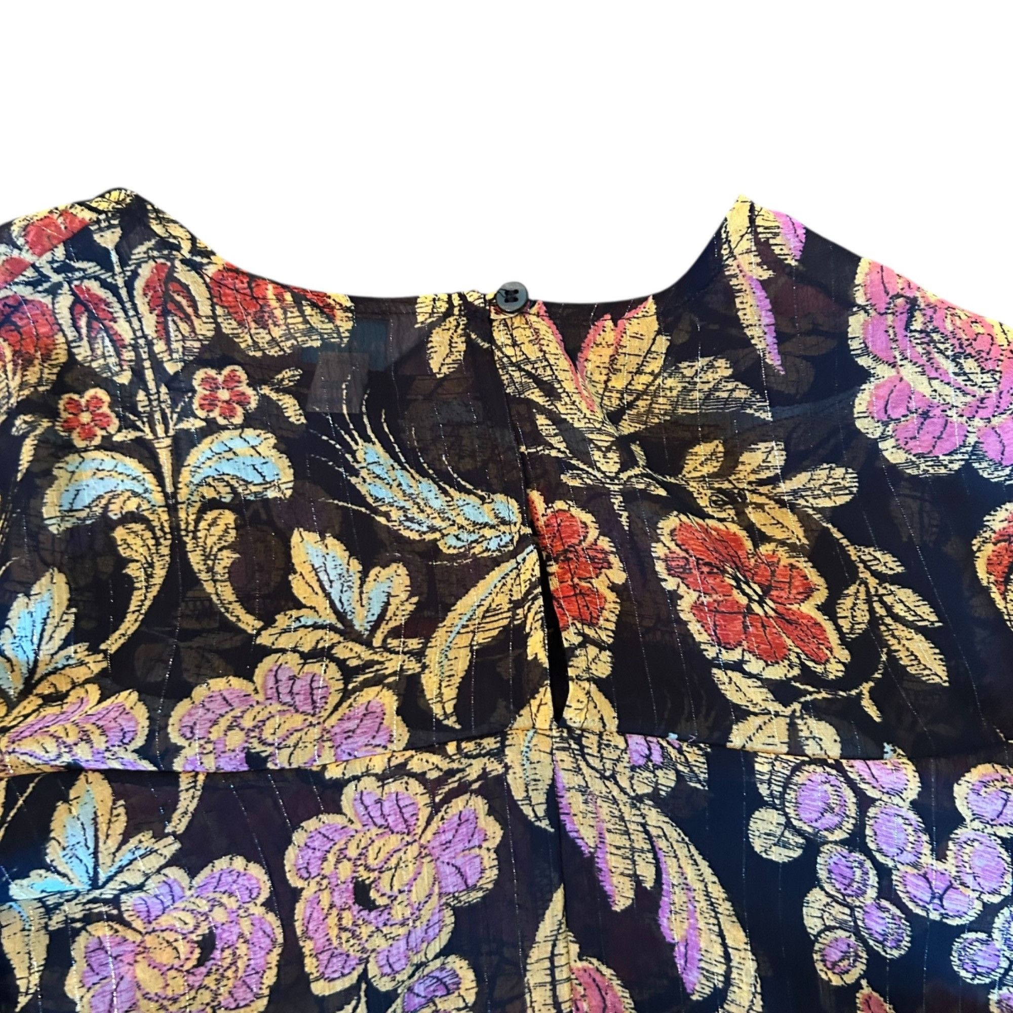 Other Belle + Sky Boho Semi Sheer Metallic Woven Floral Top Size XS / US 0-2 / IT 36-38 - 4 Thumbnail