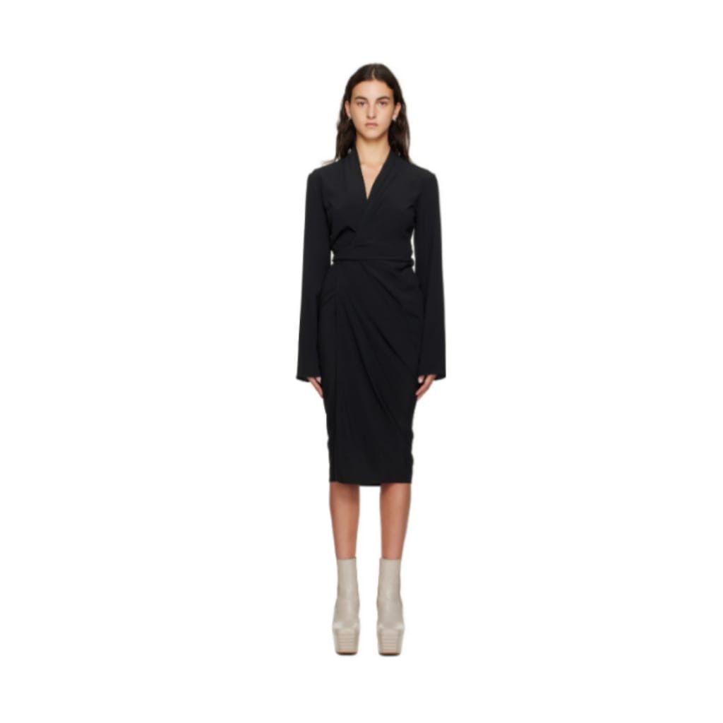 Rick Owens o1y0126 Midi Dress in Black Size XS / US 0-2 / IT 36-38 - 1 Thumbnail