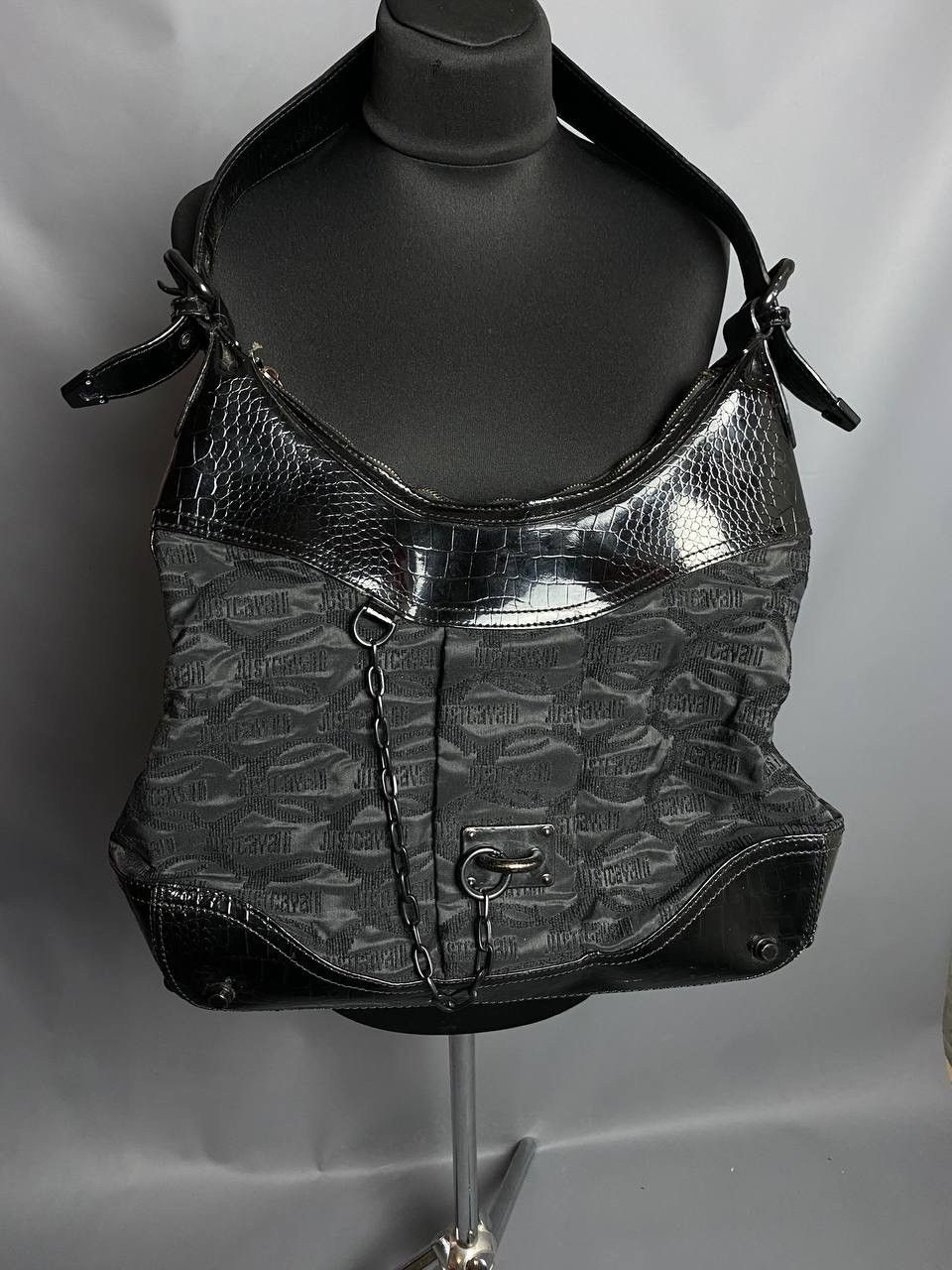 Just Cavalli Just Cavalli Shoulder Bag Black Monogram Leather trim Detail Size ONE SIZE - 20 Thumbnail