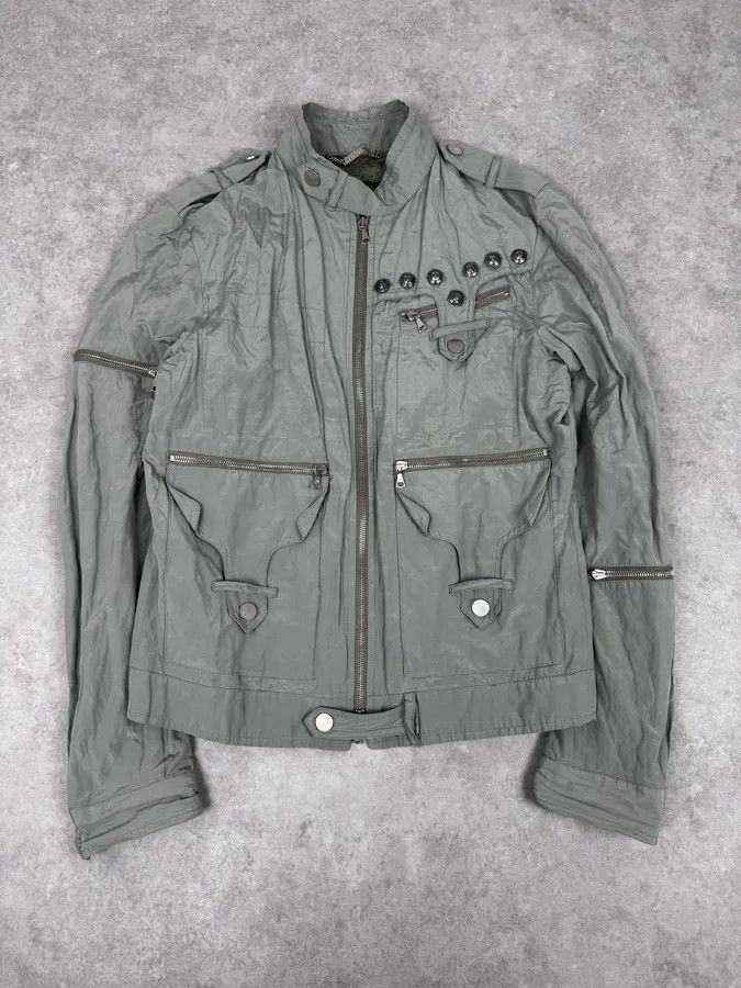 John Richmond 2000s John Richmond Faded Green Multi-Pocket Technical Light Jacket Size US S / EU 44-46 / 1 - 1 Thumbnail