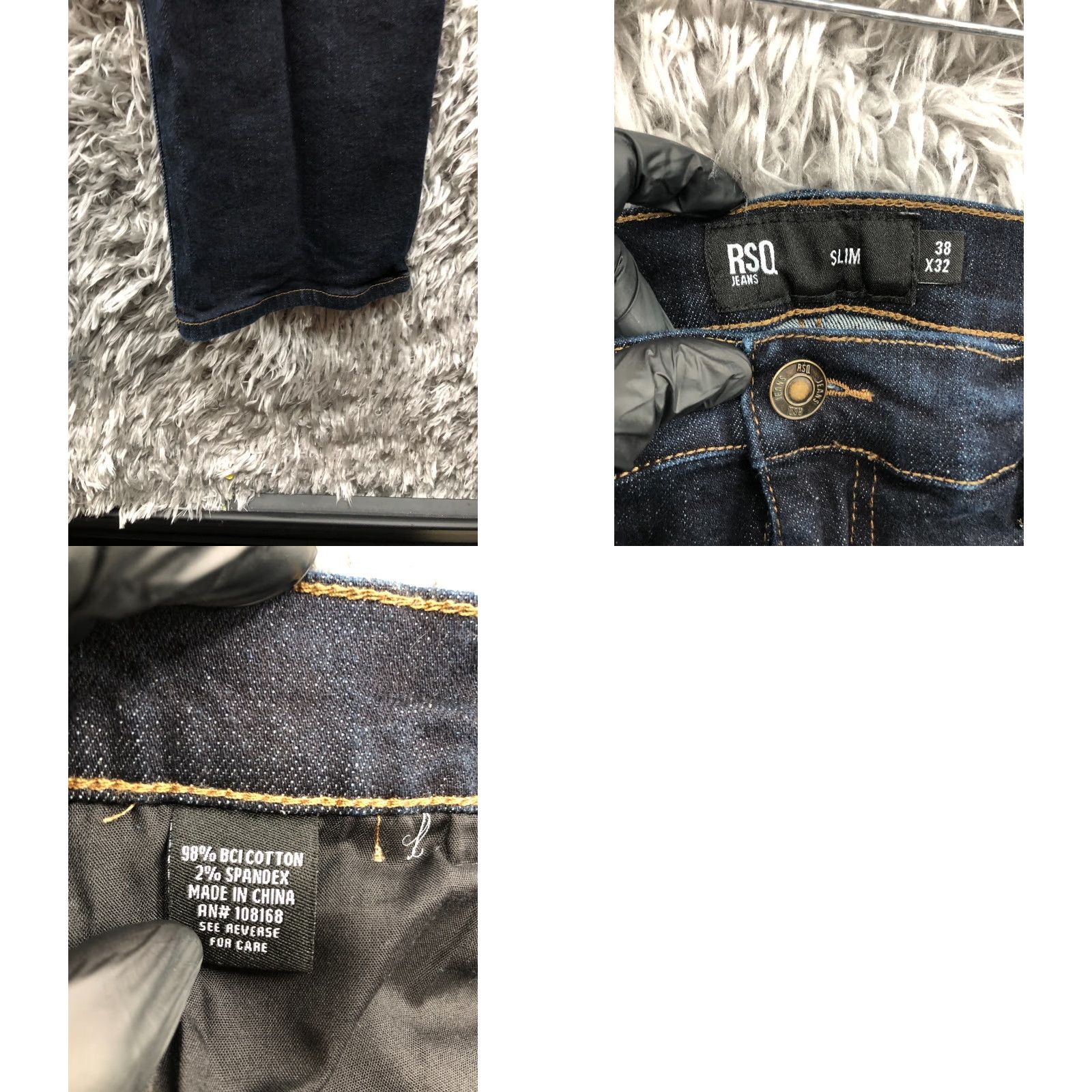 Rsq RSQ Slim Straight Jeans Mens 38x32 Dark Wash Blue Slim Modern American 5-Pocket Denim Cotton Blend Jeans RSQ Model Regular Size Type 38 Mens Blue Size US 38 / EU 54 - 8 Thumbnail