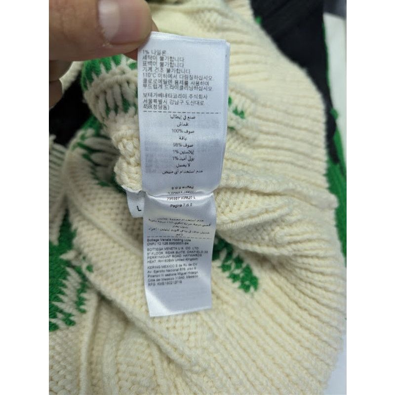 Bottega Veneta o1rshd1 Heavyweight Wool Graphic Knit Sweater Parakeet/Black Size US L / EU 52-54 / 3 - 20 Thumbnail