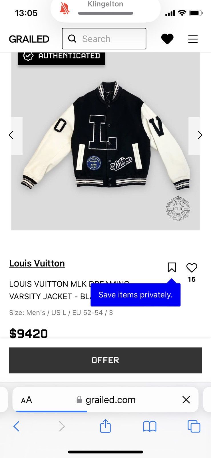 Louis Vuitton LV Martin Luther King Virgil Dreaming Varsity Jacket 50 L Size US M / EU 48-50 / 2 - 4 Thumbnail