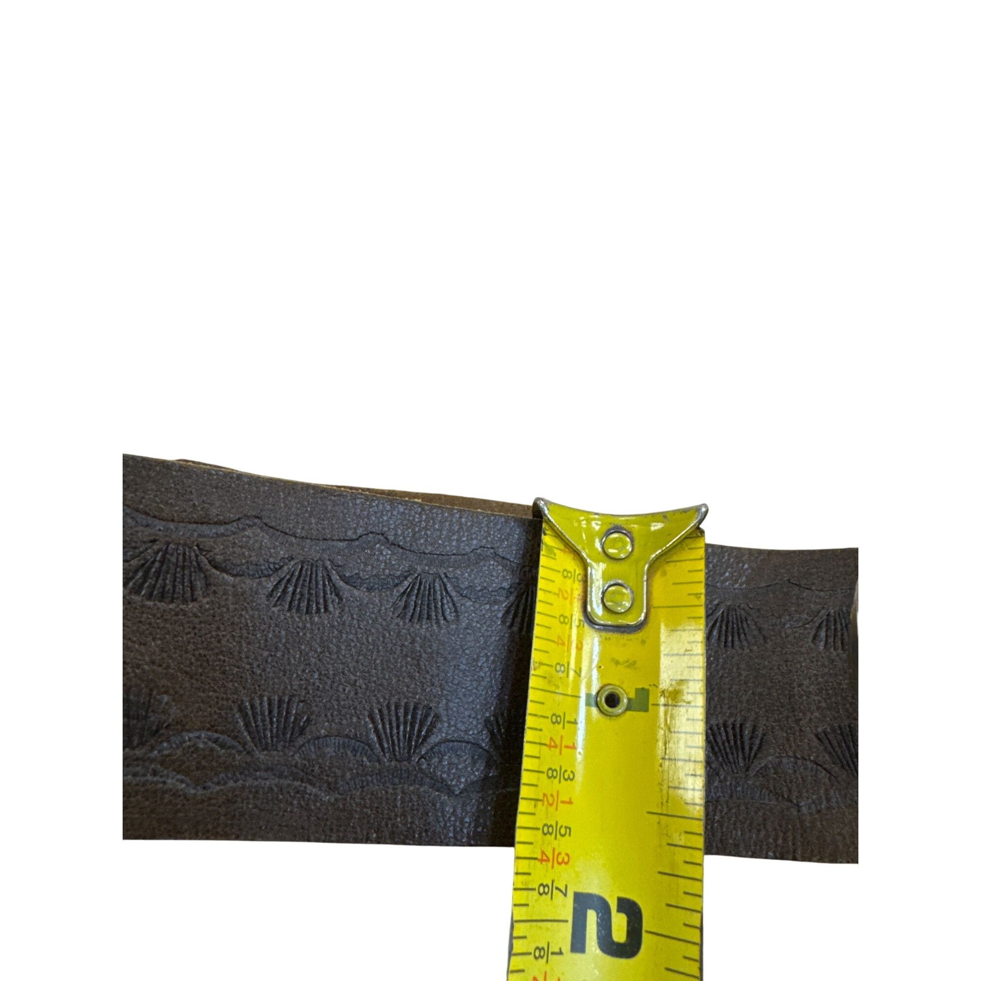 Vintage Vintage Womens Brown Leather Belt With Silver-Tone Circular Size ONE SIZE - 4 Thumbnail
