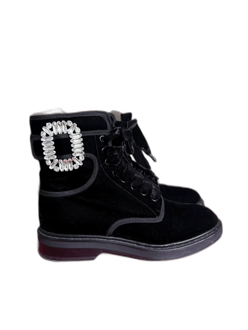Roger Vivier Black Velvet Short Boots-yf