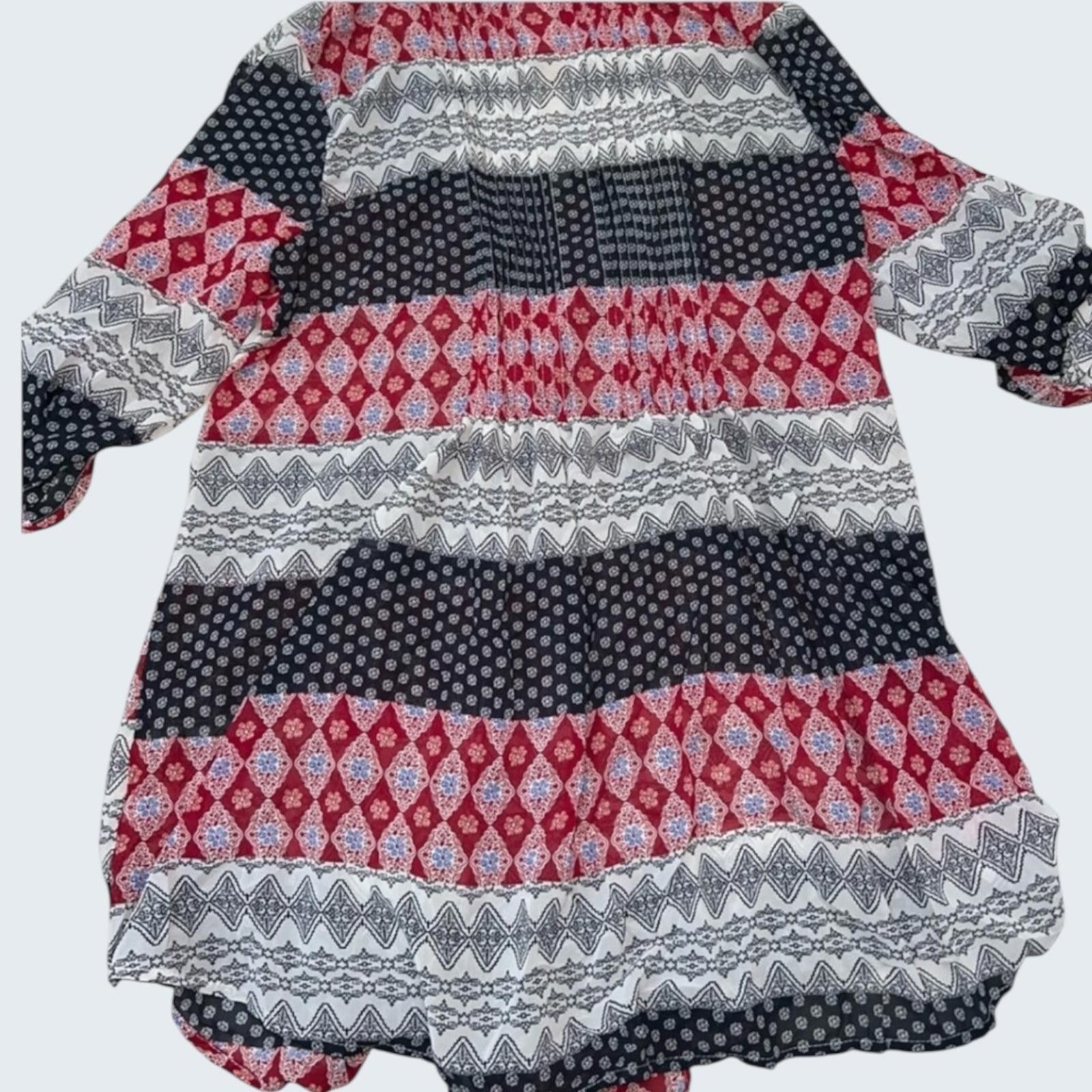 Other American Rag Womens Mixed Print Roll Tab Sleeve Large NWT Size L / US 10 / IT 46 - 3 Thumbnail