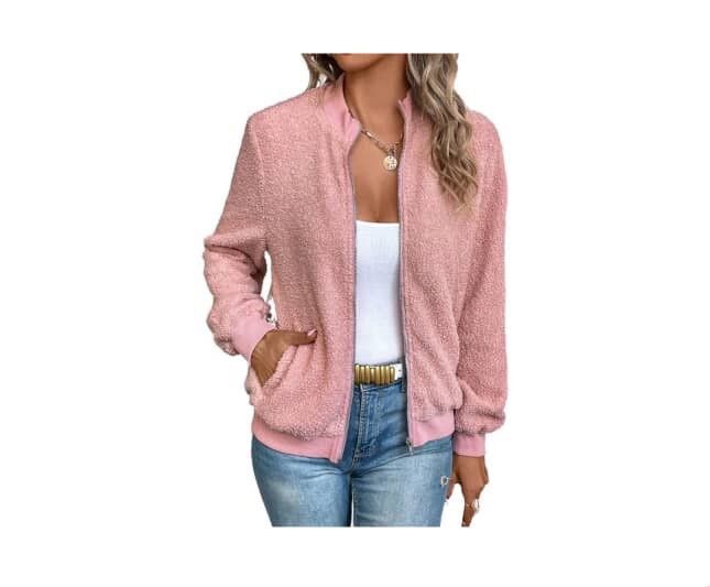Other MIROL NWT Women’s Sherpa Fleece Jacket Faux Zip Up Bomber Size S / US 4 / IT 40 - 1 Thumbnail