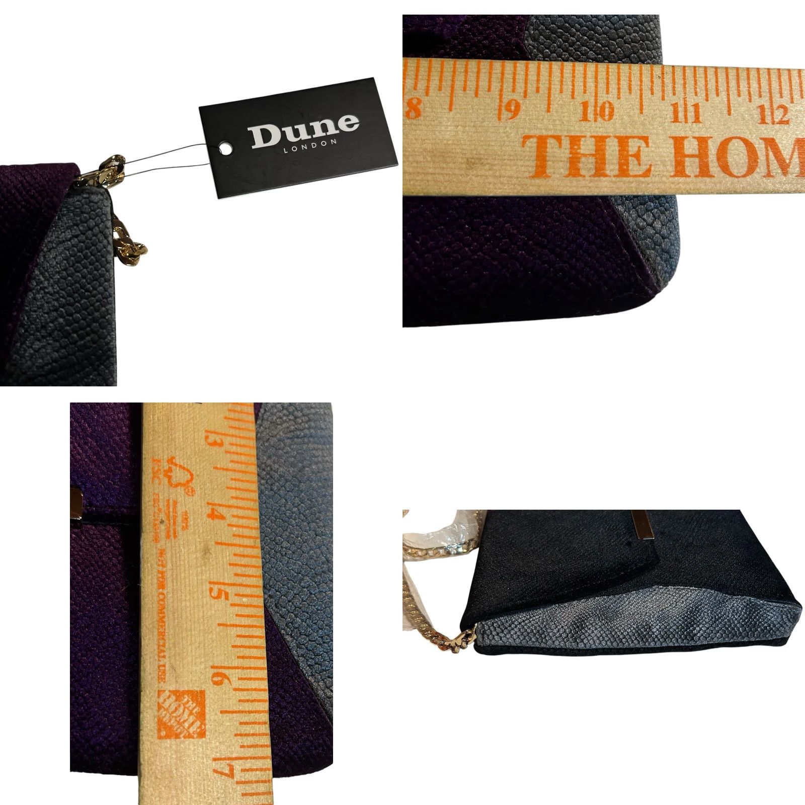 Vintage Dune London Crossbody Purse Black & Purple Velvet NWT Chain Strap Handbag Women VINTAGE? Size ONE SIZE - 8 Thumbnail