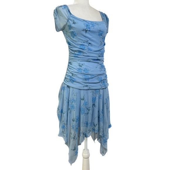 Other Vintage Y2K “Taboo” Blue Floral Glitter Dress Size L / US 10 / IT 46 - 3 Thumbnail