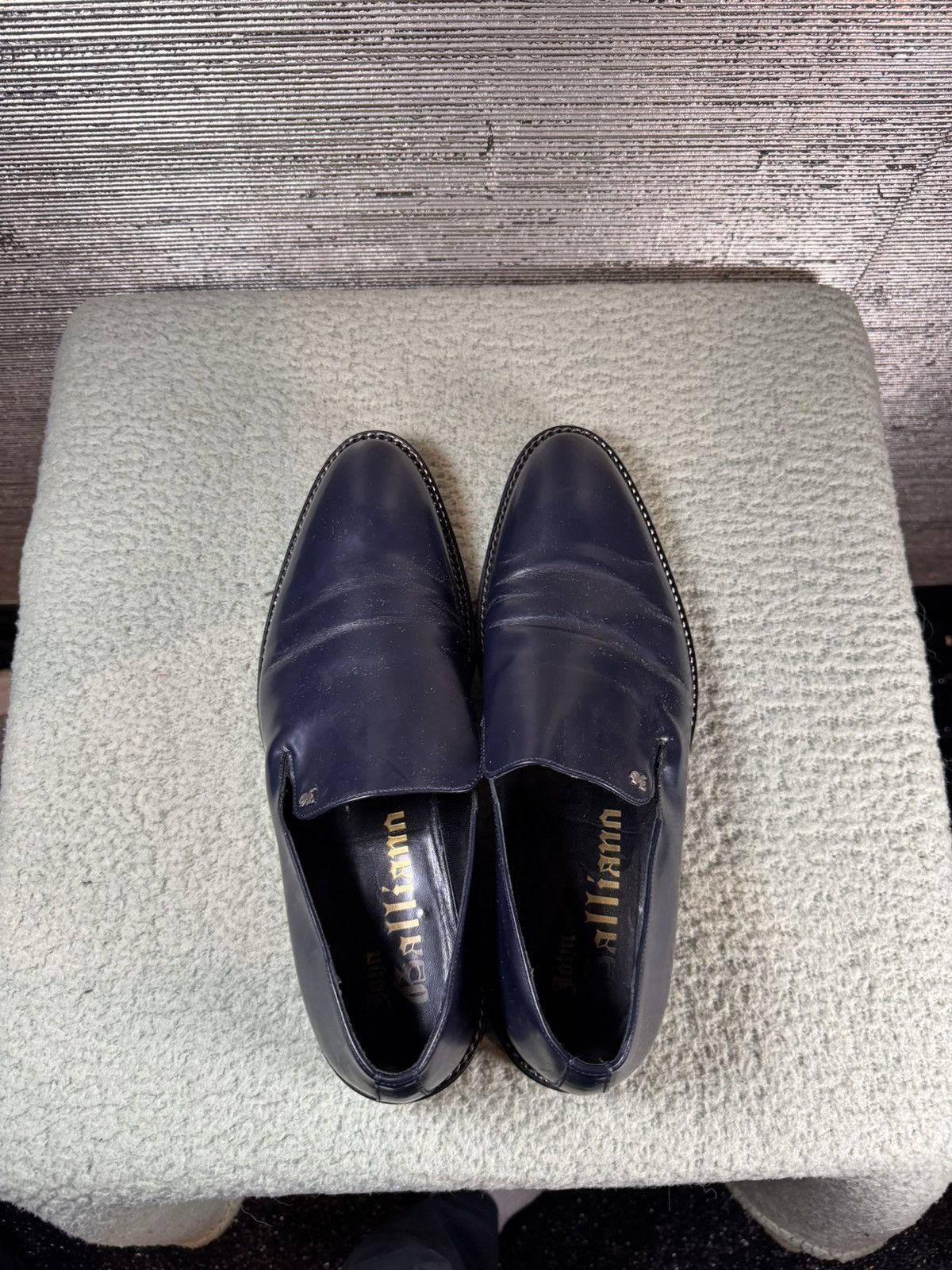 John Galliano John Galliano Navy Blur Leather Flats Size US 10 / EU 43 - 5 Thumbnail