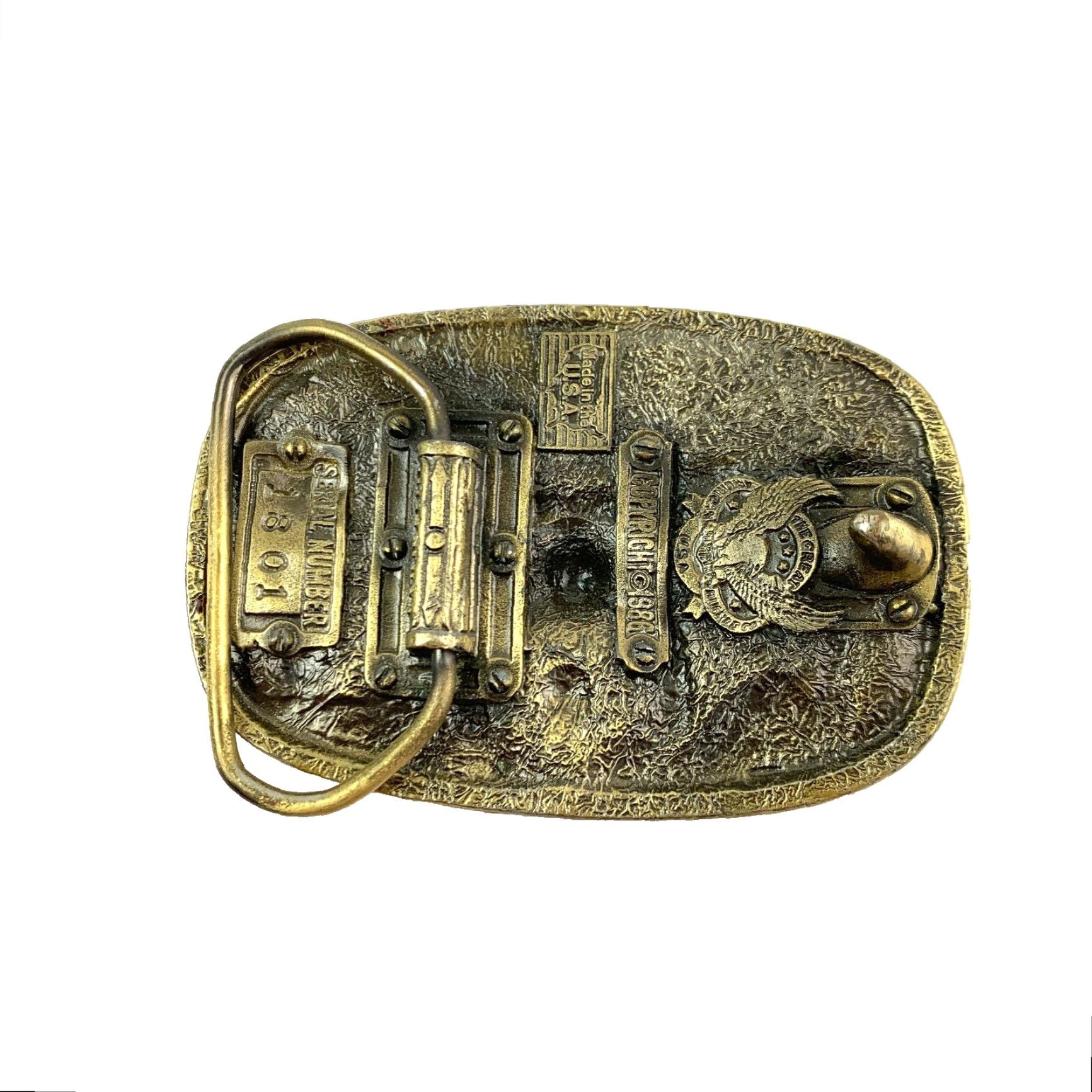 Vintage VINTAGE 1980s Shrine Shriners Sword Red Gold Tone Belt Buckle Great American Buckle Company Adult Unisex Mens Womens 1801 Size ONE SIZE - 4 Thumbnail