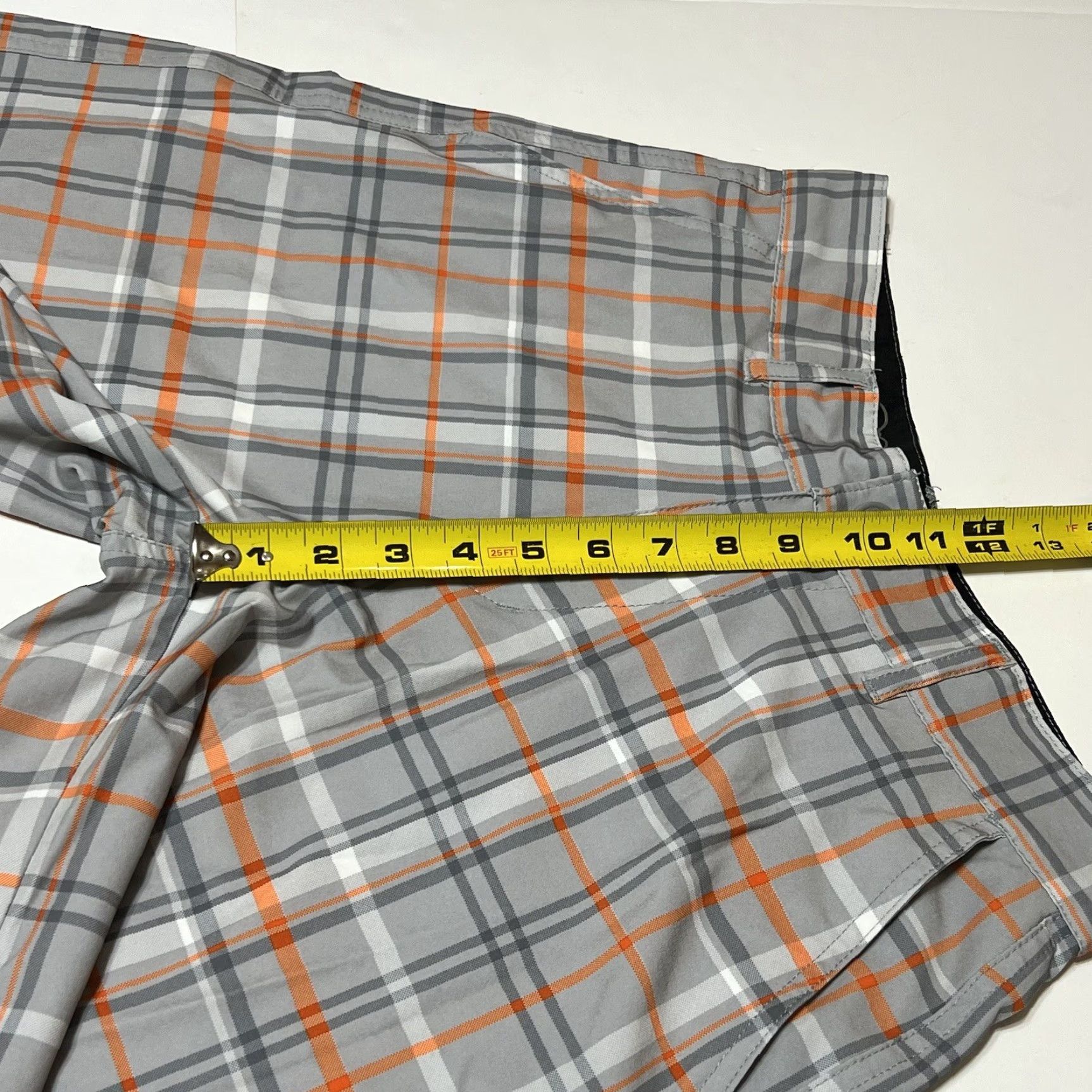 Vintage VINTAGE Op Flex 4 Way Stretch Men’s Shorts White Orange Gray Plaid Size 28 Size US 28 / EU 44 - 4 Thumbnail