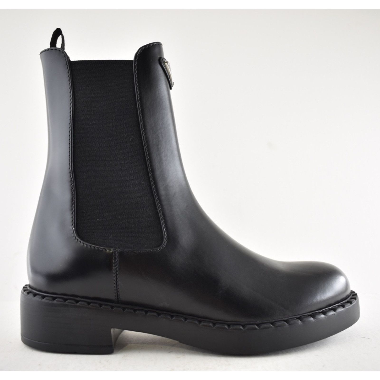 Prada Prada Chocolate Brushed Leather Black Pull On Chelsea Size US 7.5 / IT 37.5 - 2 Thumbnail